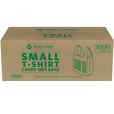 2000 Grocery / Convenience Store Small T-Shirt Carry-Out Bag Carryout 7'' x 5'' x 15''