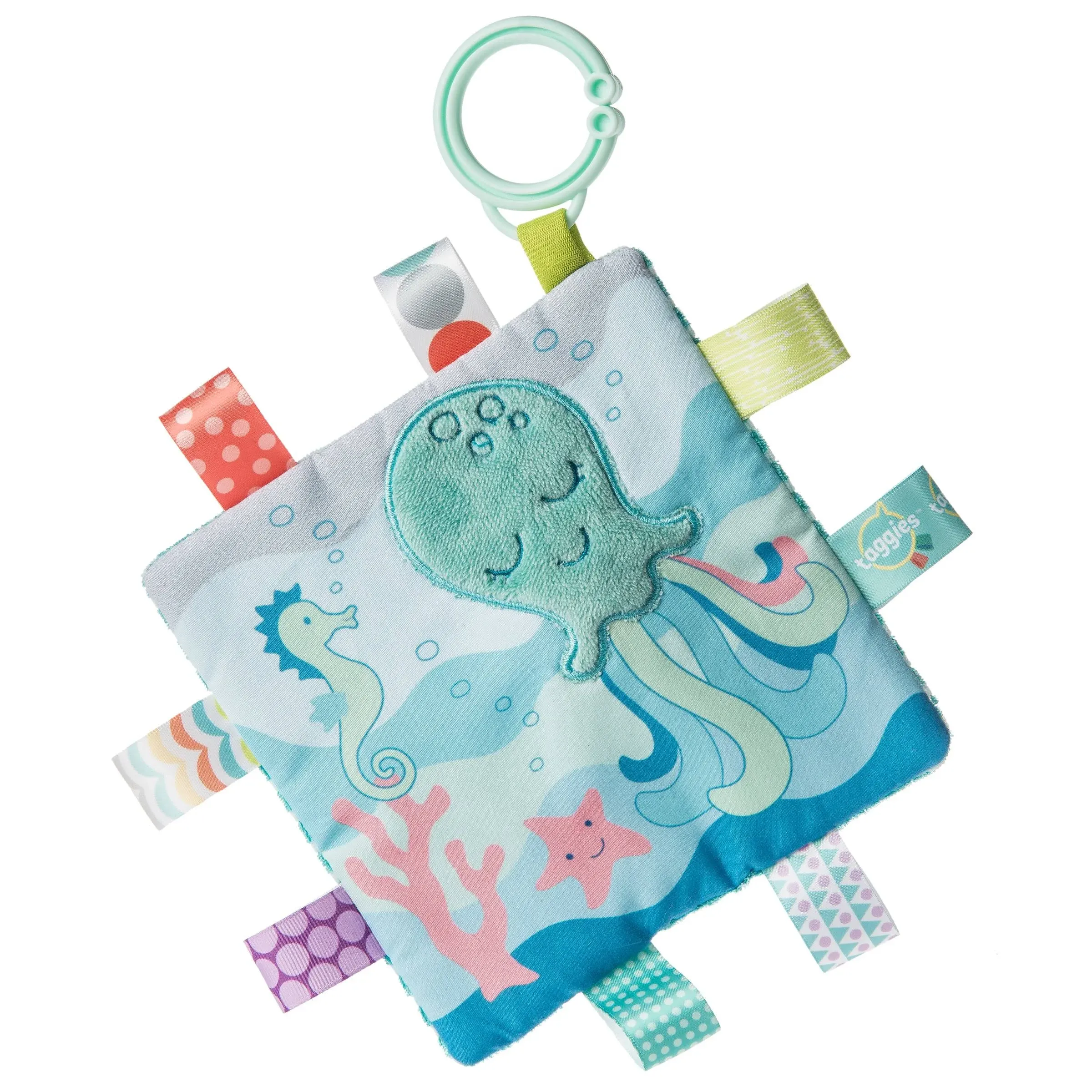 Taggies Crinkle Me Toy with Baby Paper & Squeaker, 6.5 X 6.5", Sleepy Seas Octopus