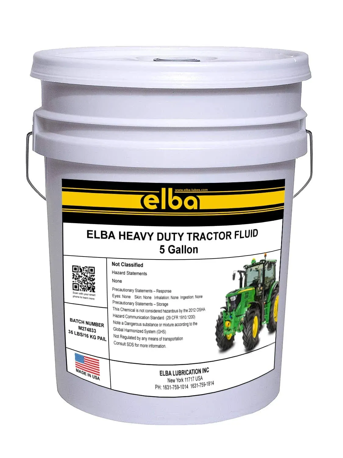 Elba Heavy Duty Tractor Hydraulic Fluid | Hydraulic Oil & Transmission Fluid | J20C Equivalent | (5 Gallon Pail)