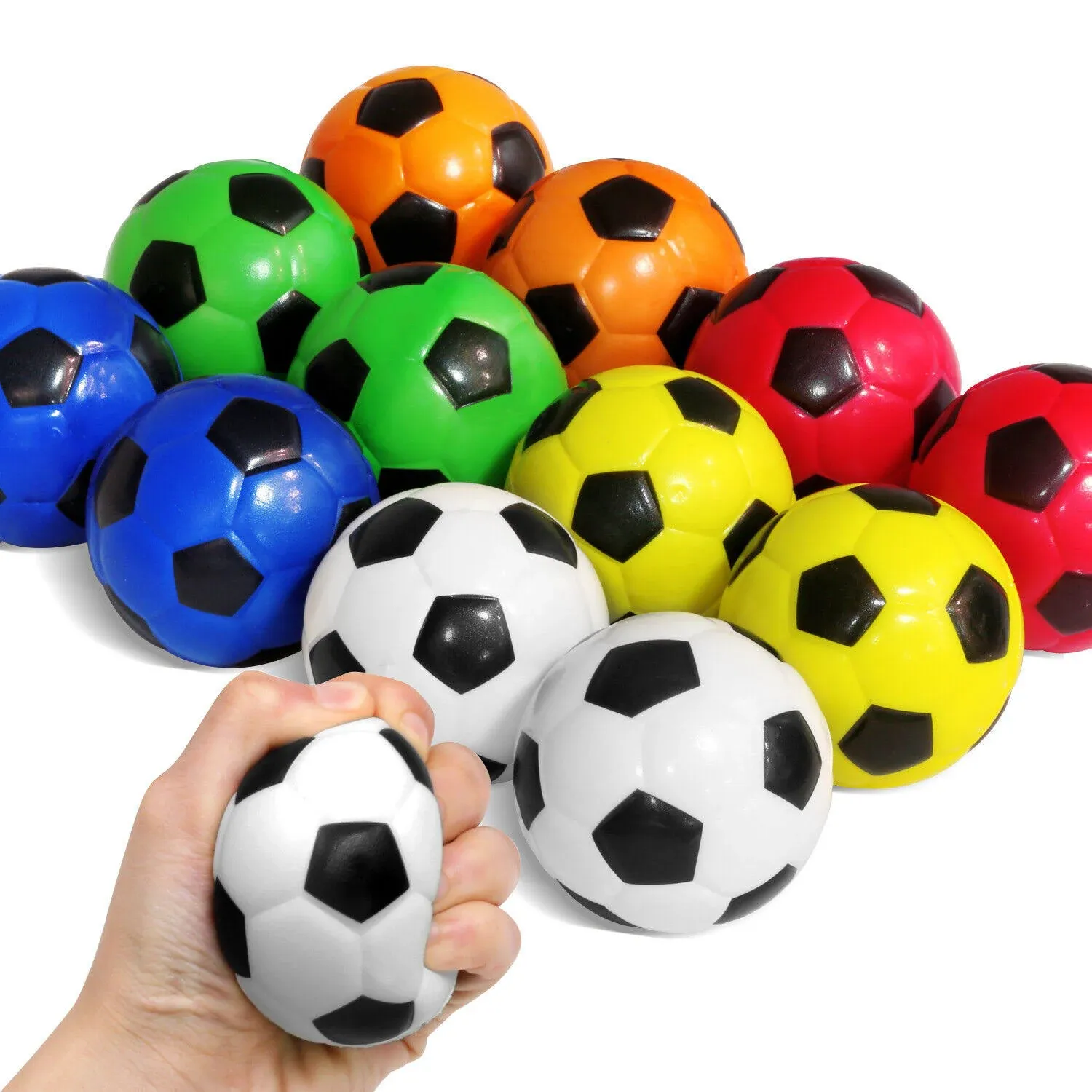 Novelty Place Squeezable Stress Soccers - Pack of 12, Excellent Anti-Stress Balls for Tension Relief, Relaxation Gadgets, Fidget Toys, Party Favors, Ball Games, Carnival Prizes(Diameter 2-3/4")