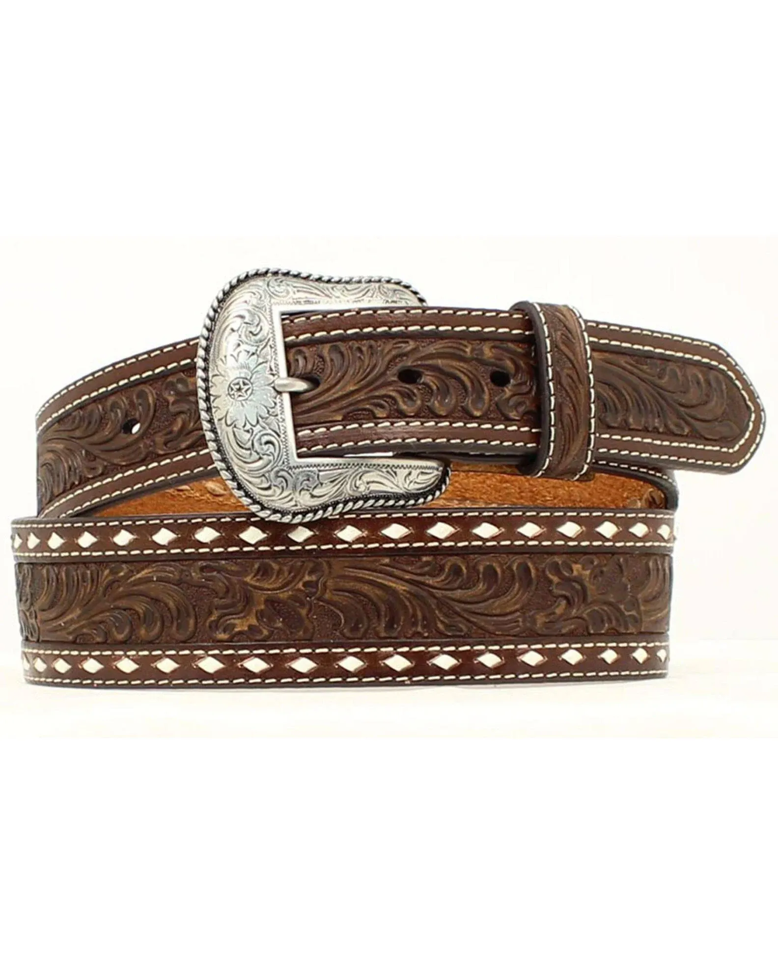 Nocona Men's Western Belt Leather Tooled Tapered