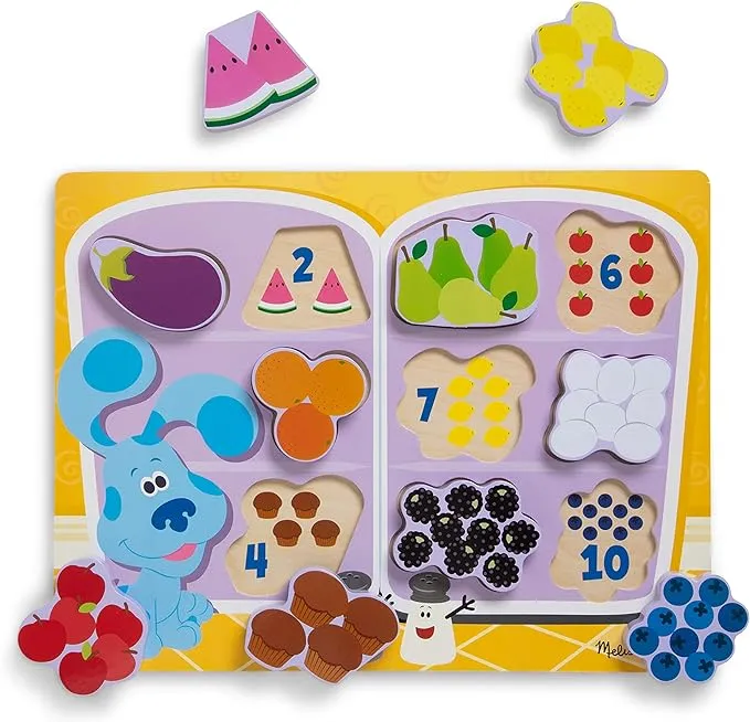 Melissa & Doug Blue's Clues & You! Wooden Chunky Puzzle - Fridge Food (10 Pieces)