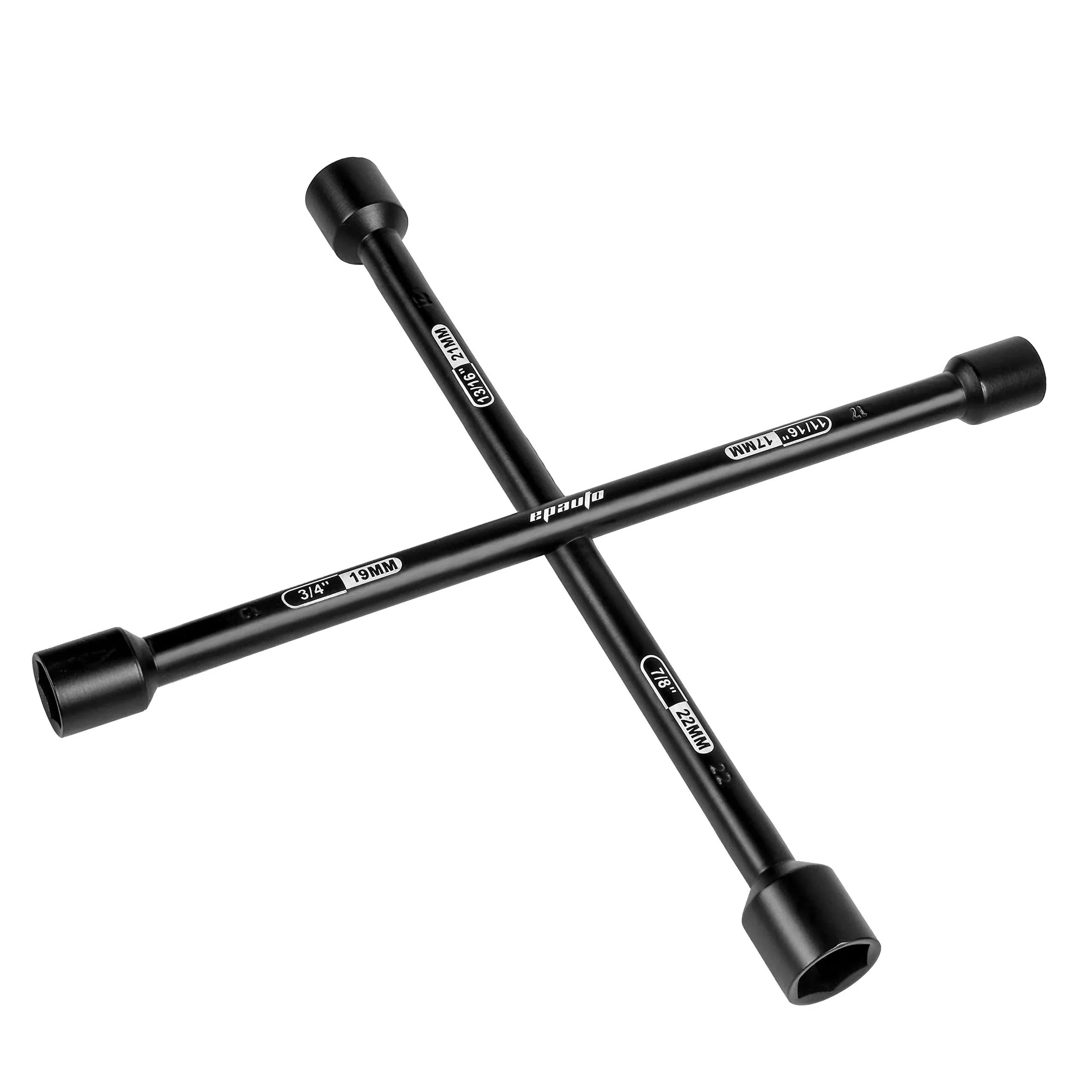 EPAuto 14" Heavy Duty Universal Lug Wrench, 4-Way Cross Wrench, Black