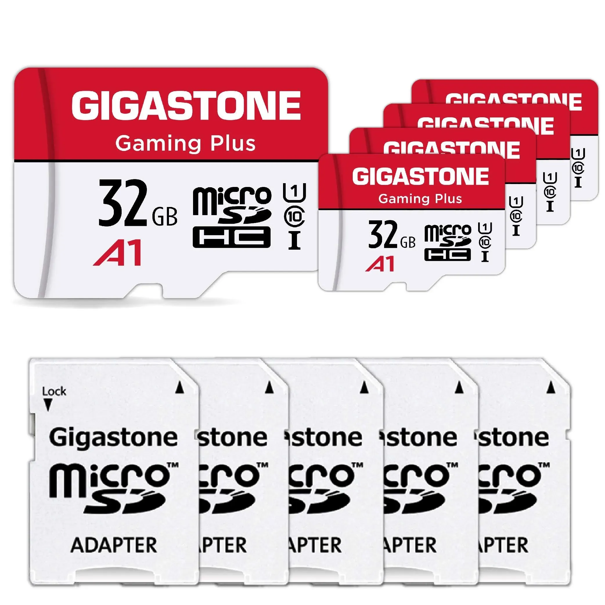 [Gigastone] Micro SD Card 32gb 5-Pack, Gaming Plus, microSDHC Memory Card for ...