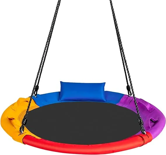 Babyjoy 40" Saucer Tree Swing Outdoor Round Platform Swing w/ Pillow & Handle  | eBay