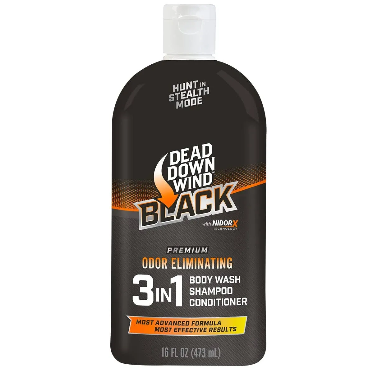 DEAD DOWN WIND BLACK Premium 3-in-1 Body Wash, Shampoo, & Conditioner Hunting Scent Eliminators (16 oz) – Scent Eliminating Liquid Soap – Durable Hunting Scent Eliminators – Advanced Hunting Gear