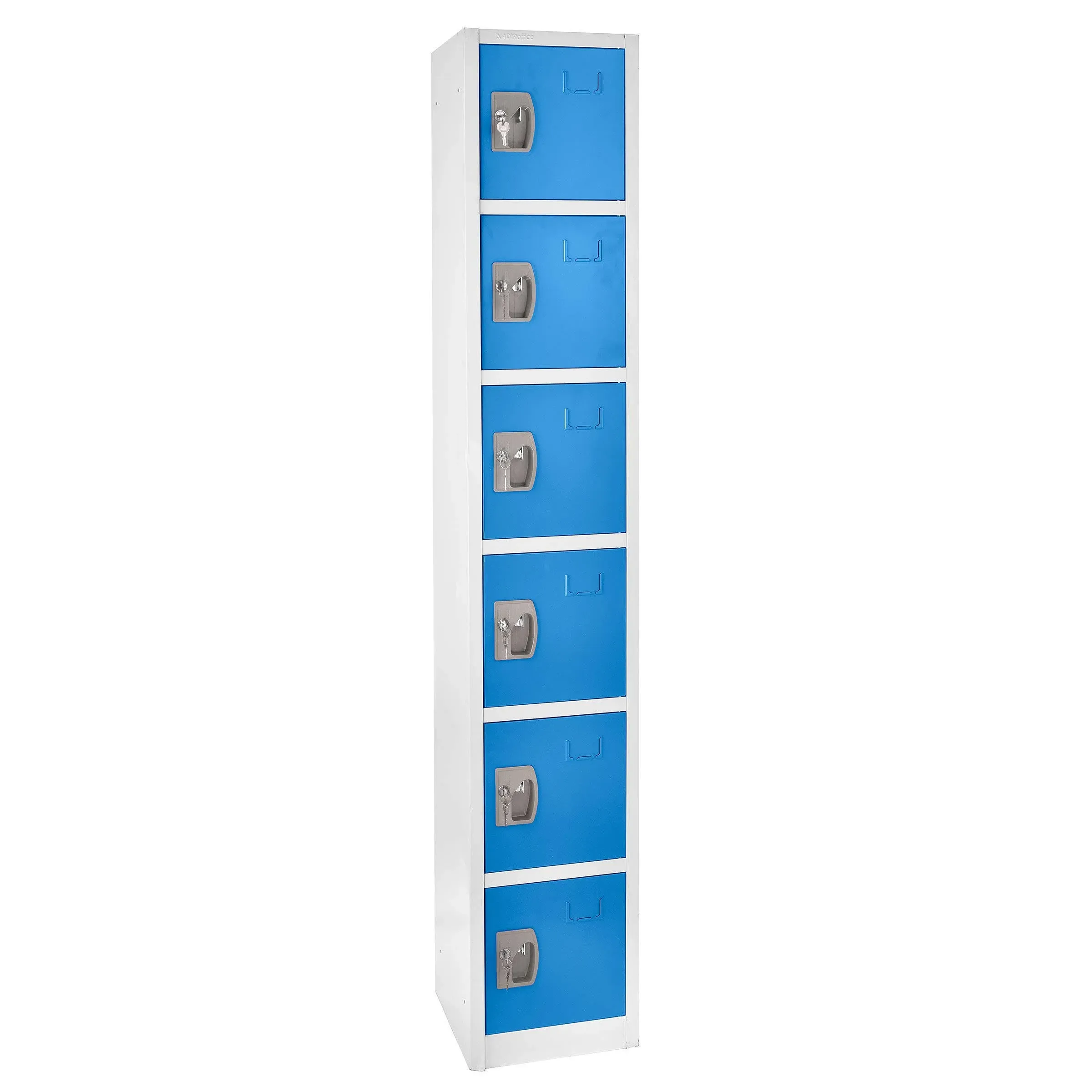 AdirOffice Large School Locker with 6 Doors 6 Hooks Storage Locker for Garage Storage - Office Storage Lockers (6 Door, Blue)