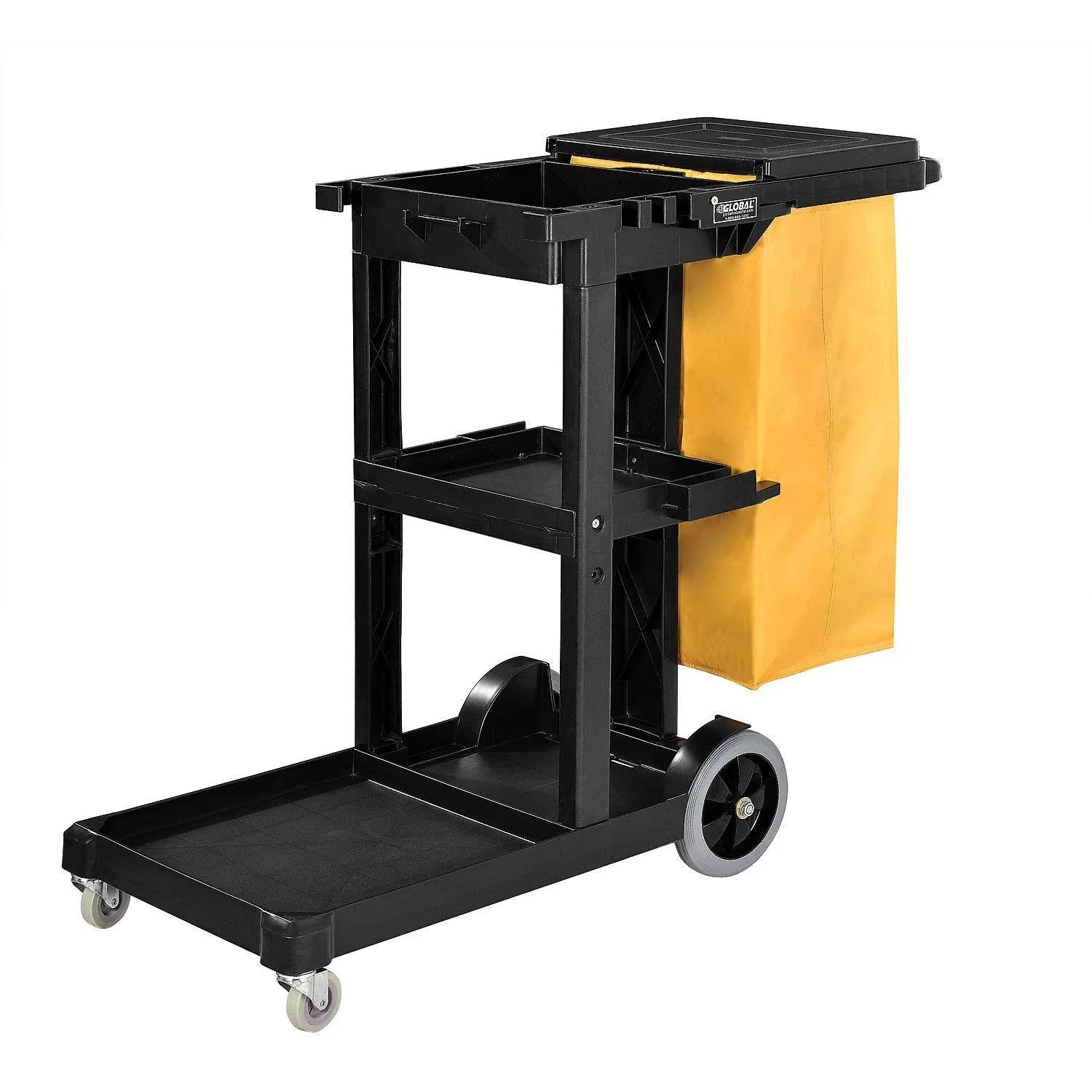 261896 Global Industrial Janitor Cart Black with 25 Gallon Vinyl Bag