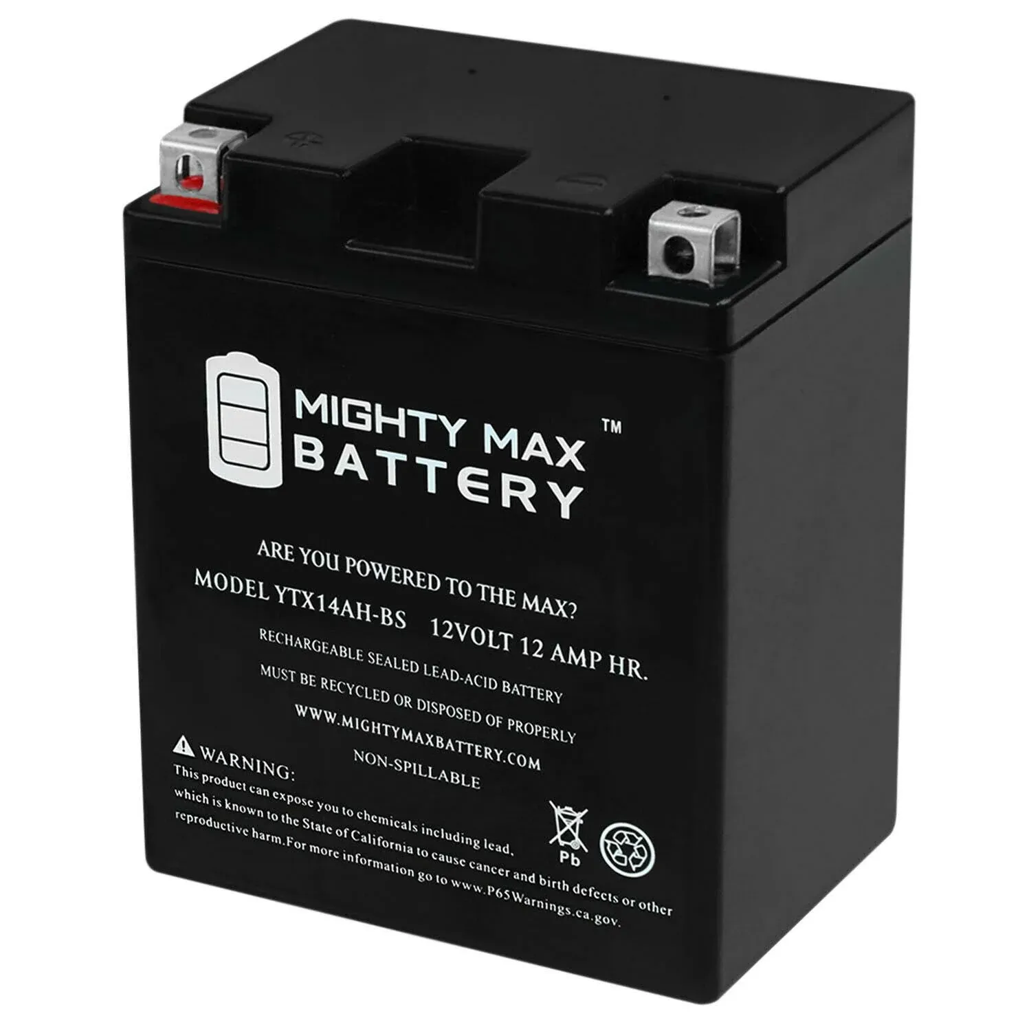 Mighty Max Ytx14ah-bs 12V 12Ah Battery Replacement for Kawasaki 26012-1146