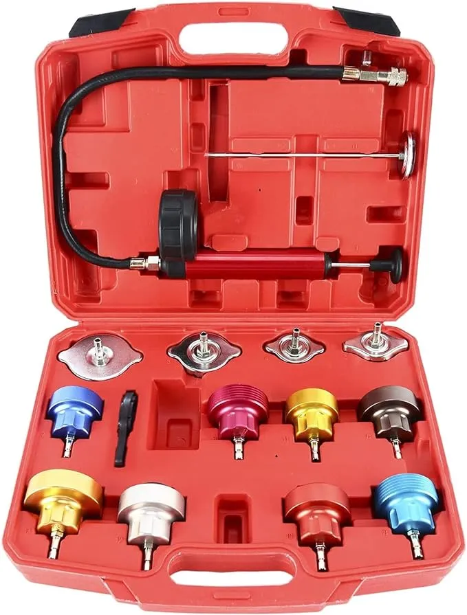 8MILELAKE 14pc Radiator Pump Pressure Leak Tester Kit Vacuum Pressure Cooling System Tester