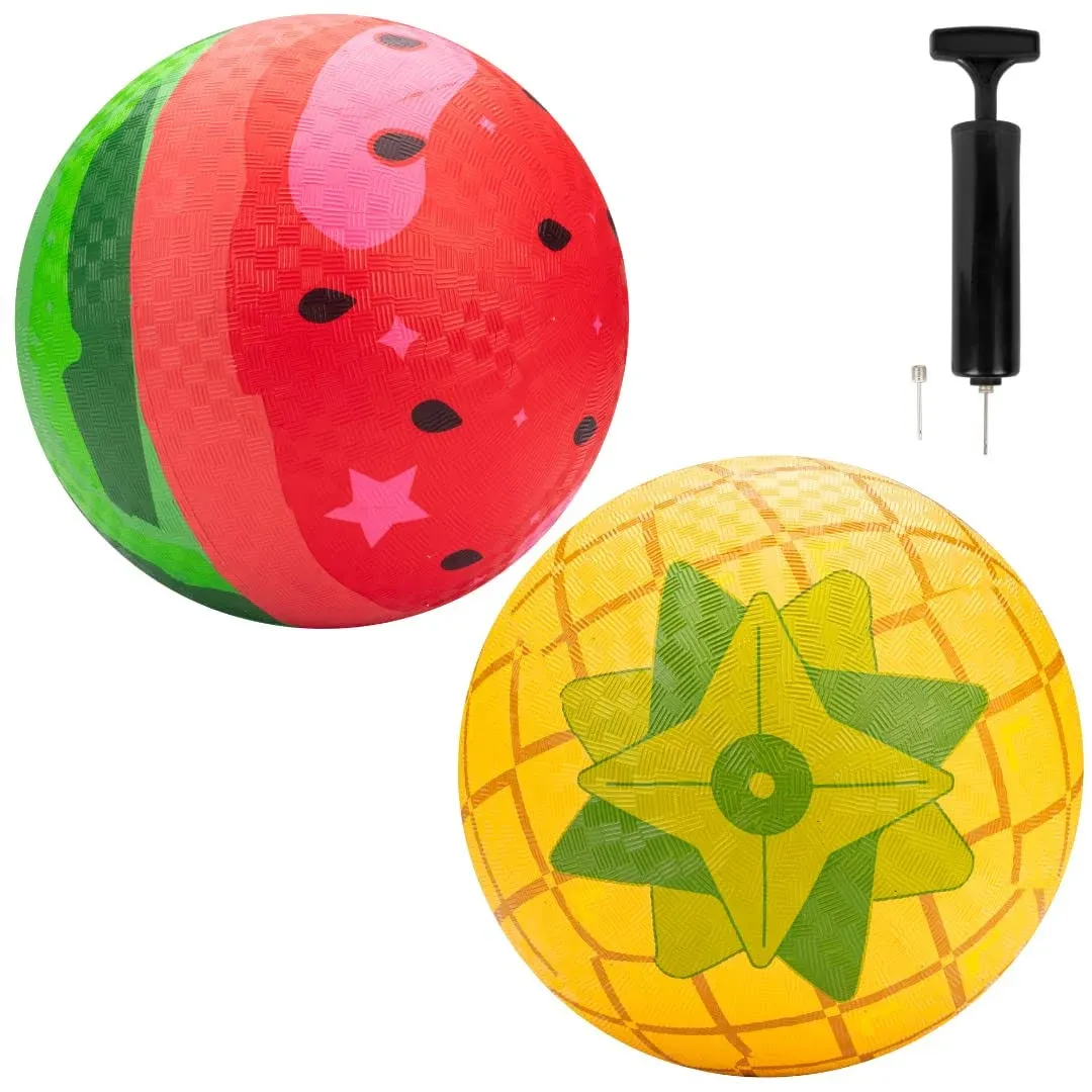 SCS Direct Gaga Fruit-Themed Playground Balls w Air Pump Fun Outdoor Kids Toys