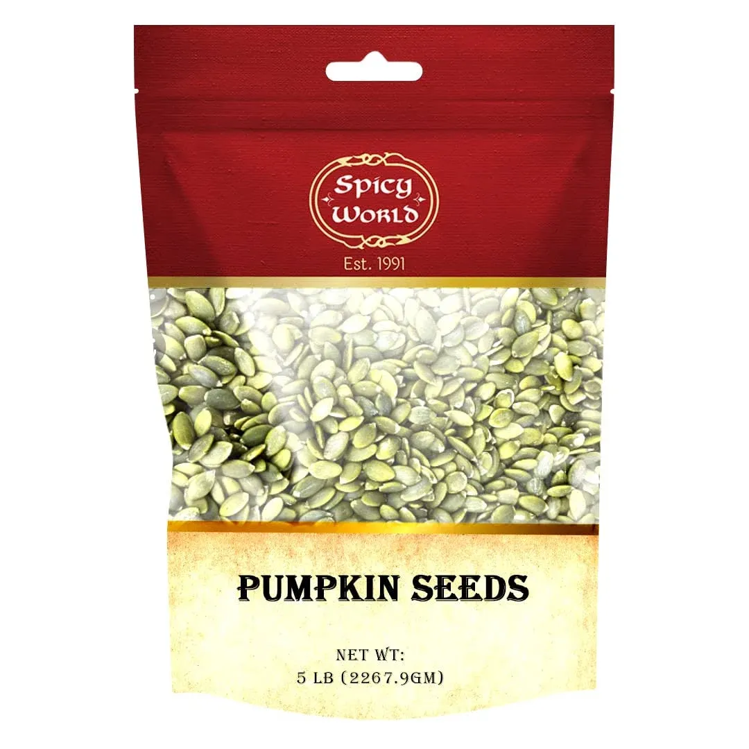 Spicy World Raw Pumpkin Seeds Pepitas 5 LB Bag