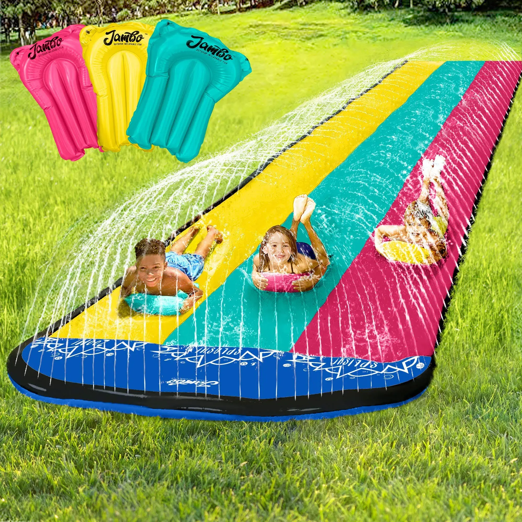 Jambo XL 20Ft Slip Splash and Slide with 3 BodyBoards (Summer Vibes, 20&#039; Foot...