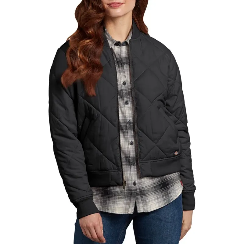 Dickies Women Quilted Bomber Jacket, Black v1, Medium