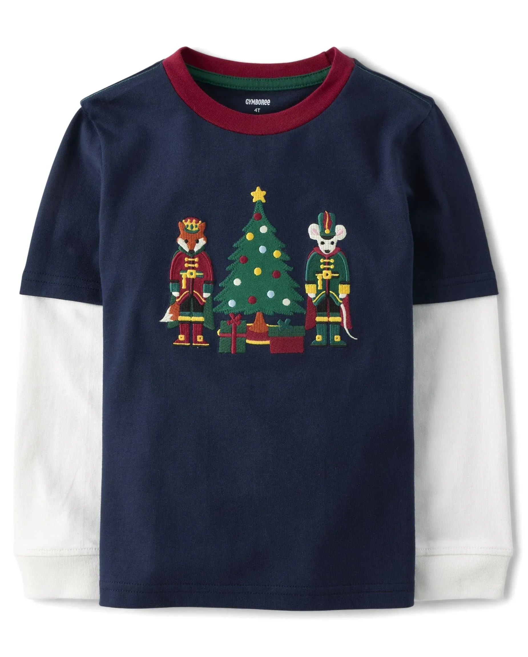 Gymboree Baby Girls' and Toddler Embroidered Graphic Long Sleeve Layered T-Shirts