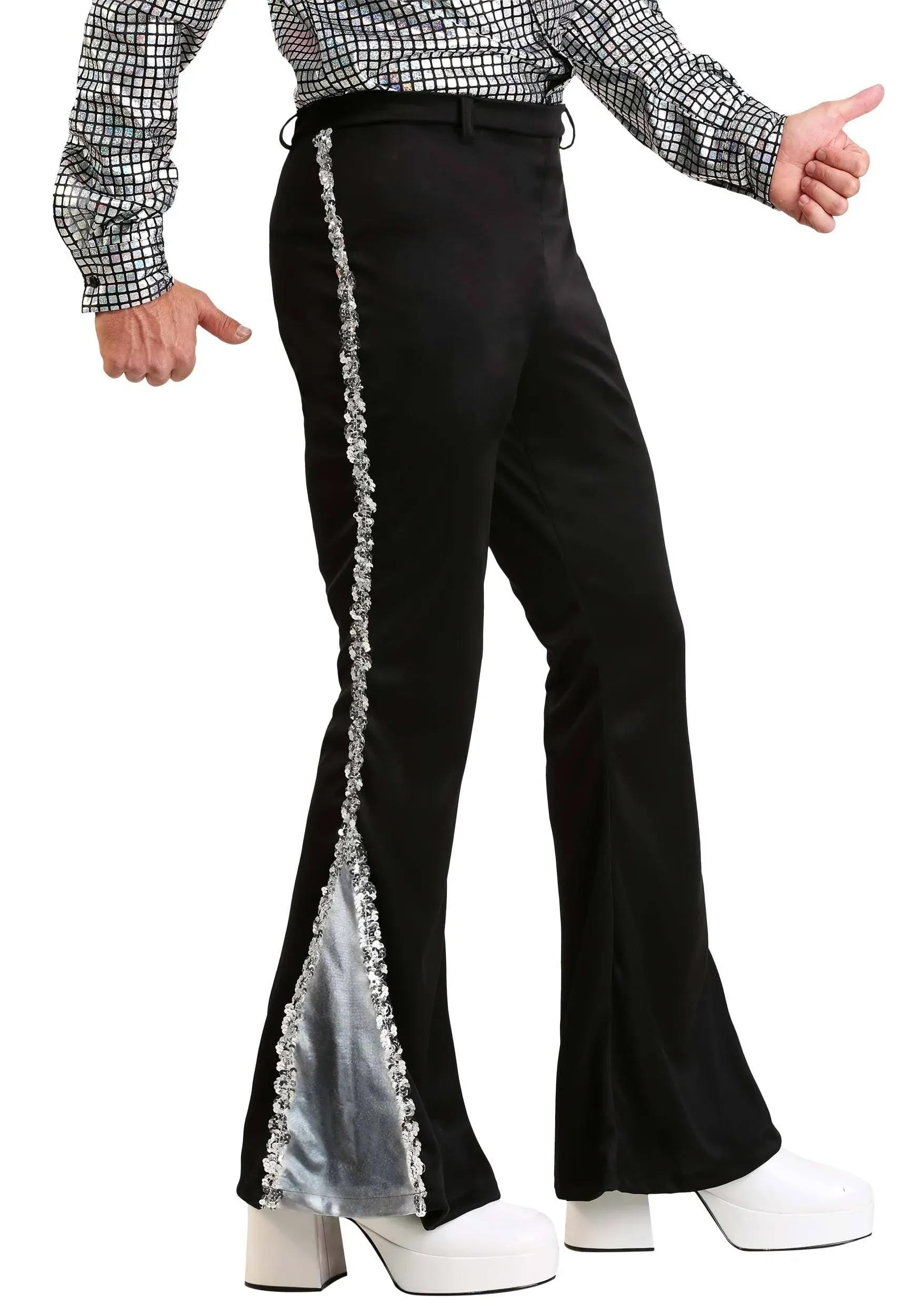 Mens Sparkling Sequin Disco Pants - Groovy Bell Bottom Style Costume Accessory for Halloween and Cosplay