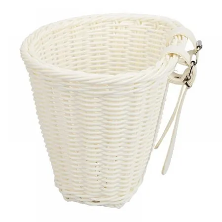 Bicycle Basket Vintage Wicker Bicycle Basket with Leather Straps Front Handlebar Rattan Basket for Childrens Boys Girls Bike