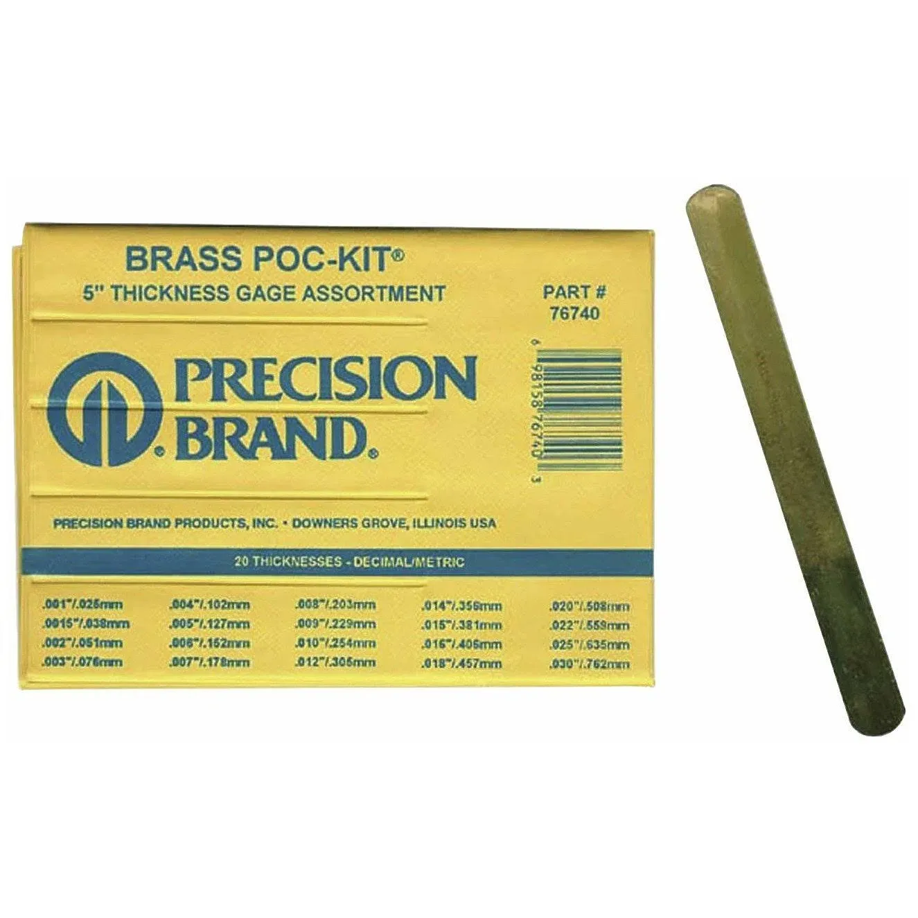 Precision Brand 1/2" x 5" Brass Thickness Gage Poc-Kit Asst 76740