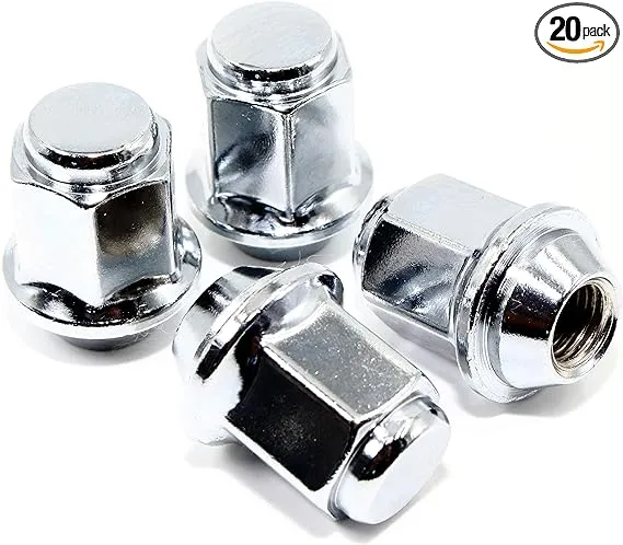 20 12x1.5 21mm Hex 1.37&#034; 34.8mm Chrome OEM Factory Style Acorn Lug Nuts 