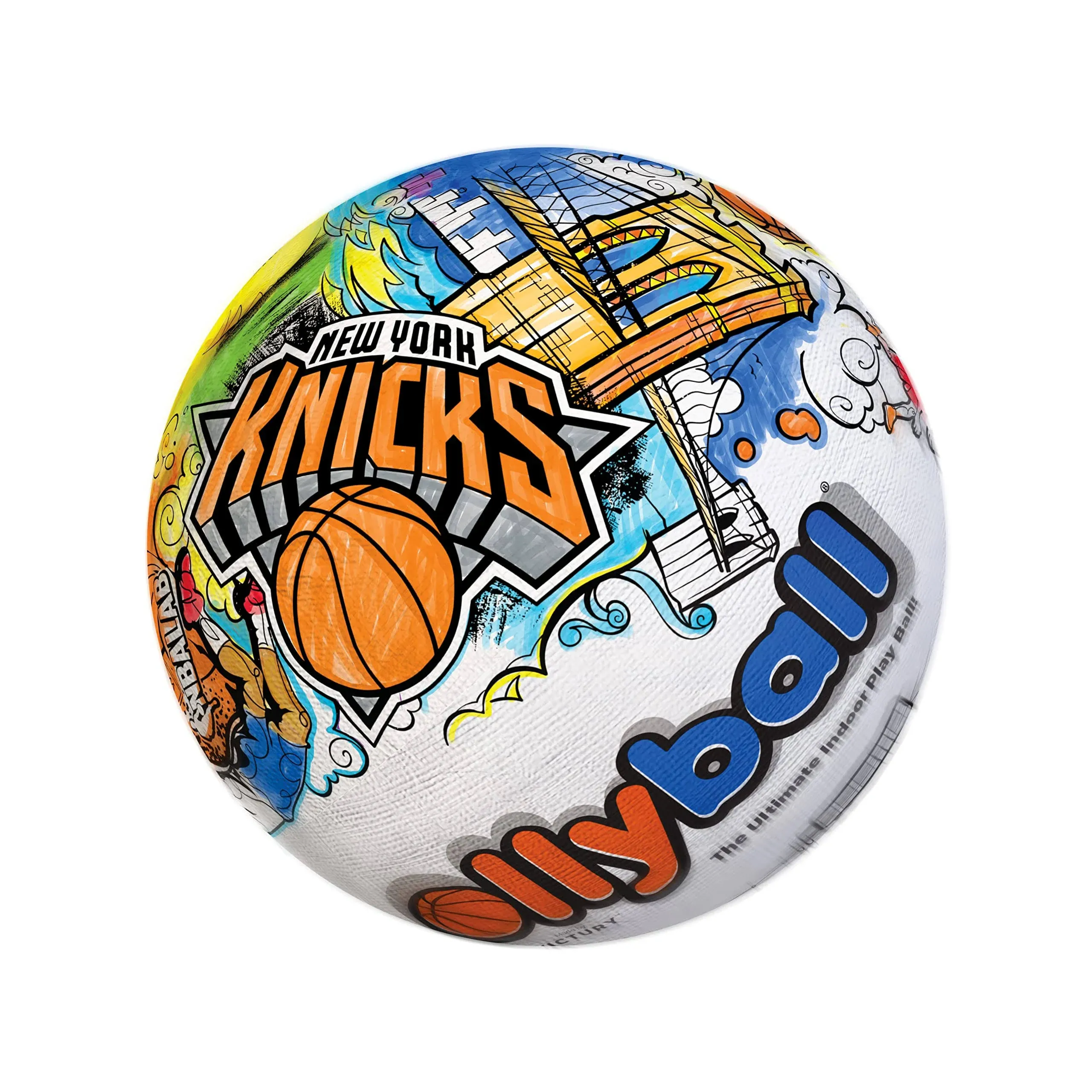 Ollyball NBA Team Edition New York Knicks Licensed Indoor Play Ball with NBALAB for Indoor Basketball Kid activites Coloring and Play