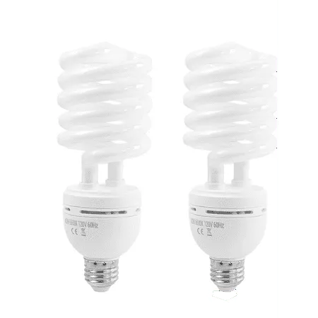 Foto&Tech Photography Daylight Bulb 42W 6500K 110V White Spiral Fluorescent Light Bulb Studio Light For Photography and Daylight Video Lighting (2 Pack)