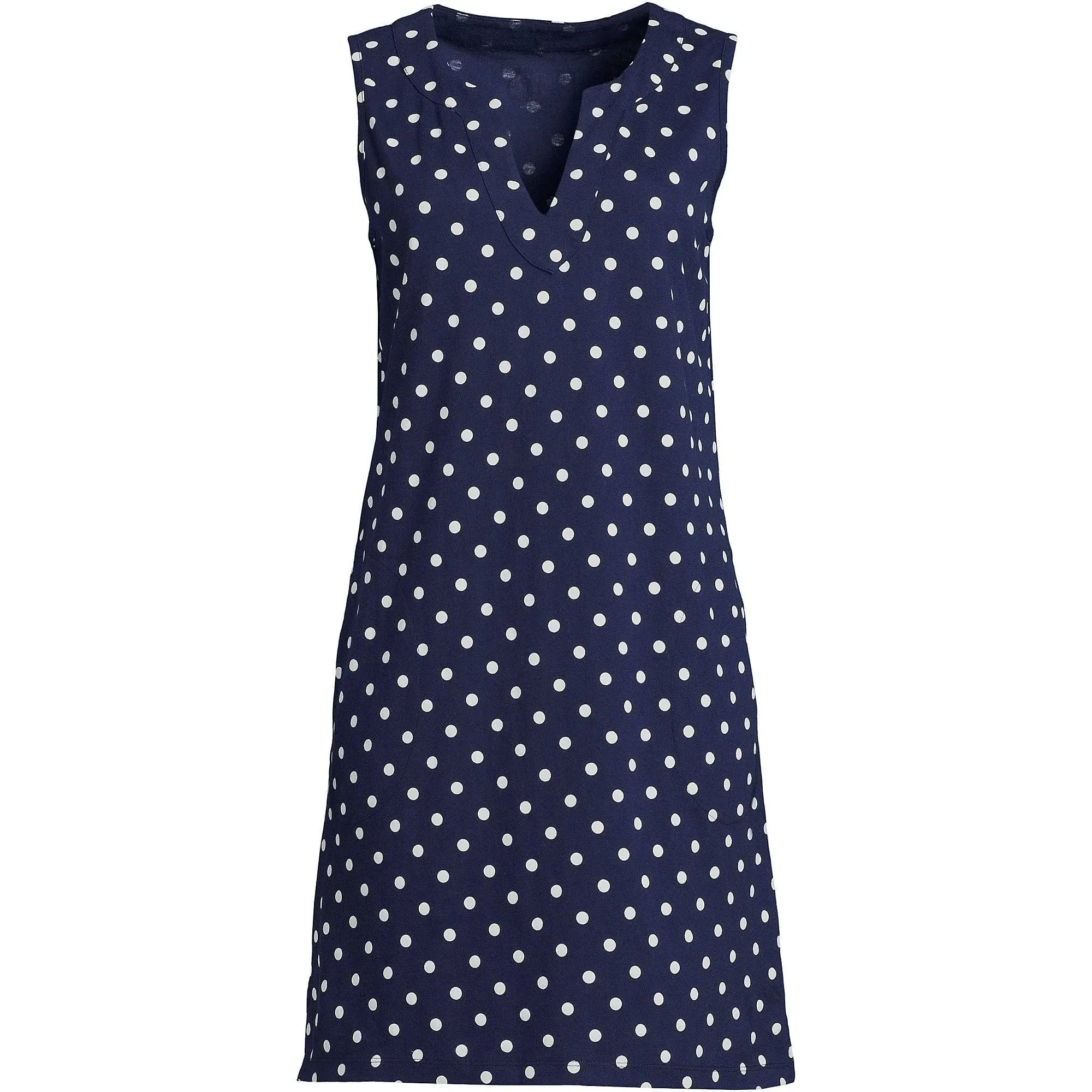 Lands' End Women's Cotton Jersey Sleeveless Swim Cover-Up Dress