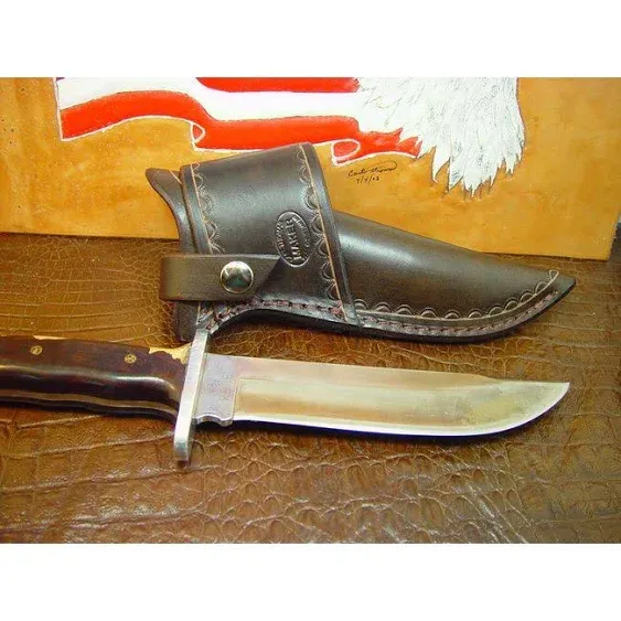 Buck 124 Cross Draw Knife Sheath Made Out of Buffalo Hide Leather.