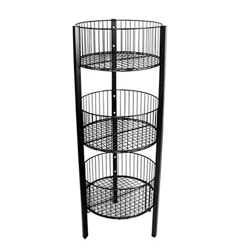 Amko Displays - 3332B - 3-Tier Bin, 18 L x 45 H, Metal, Black