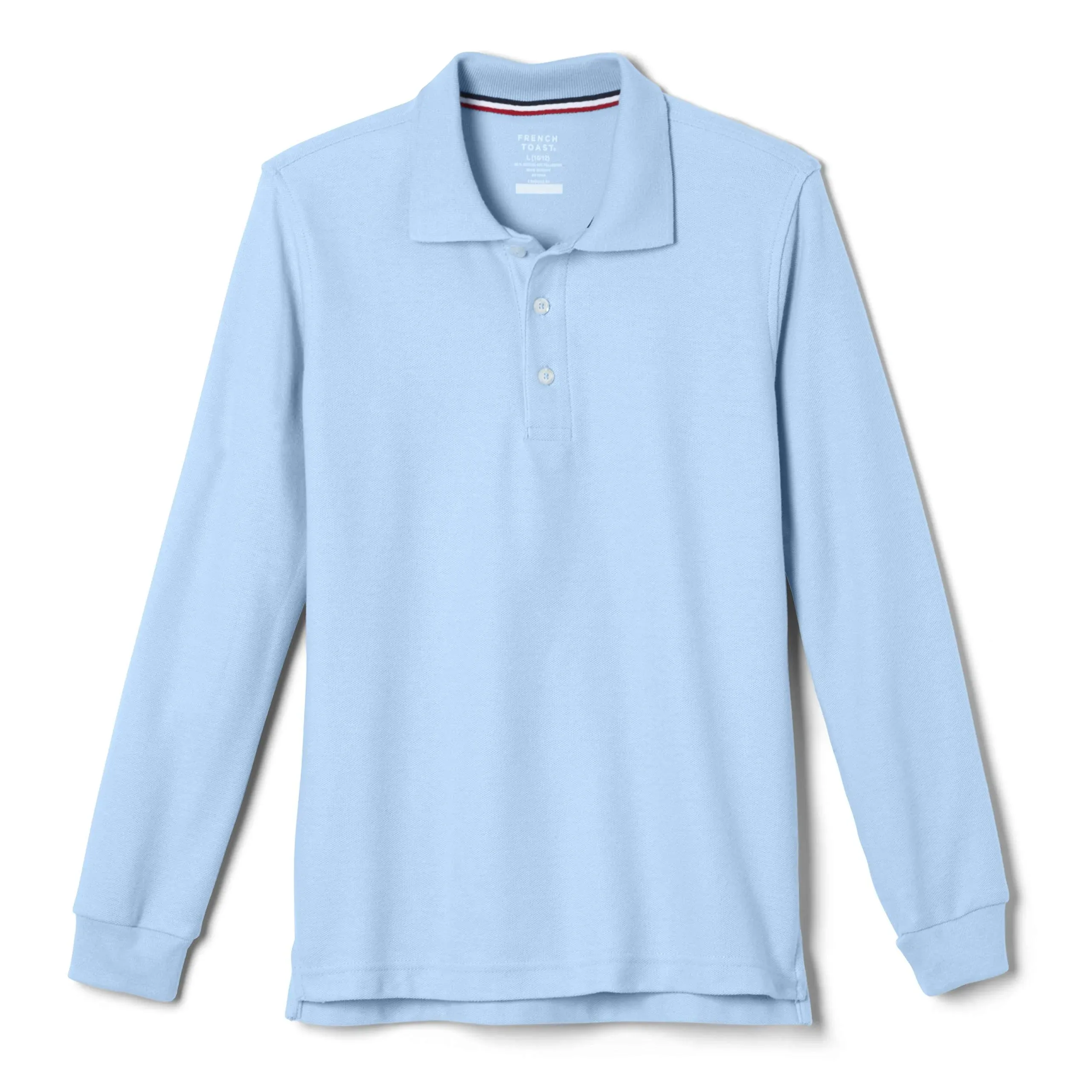 French Toast Men's L/S Pique Polo Shirt - Blue, S