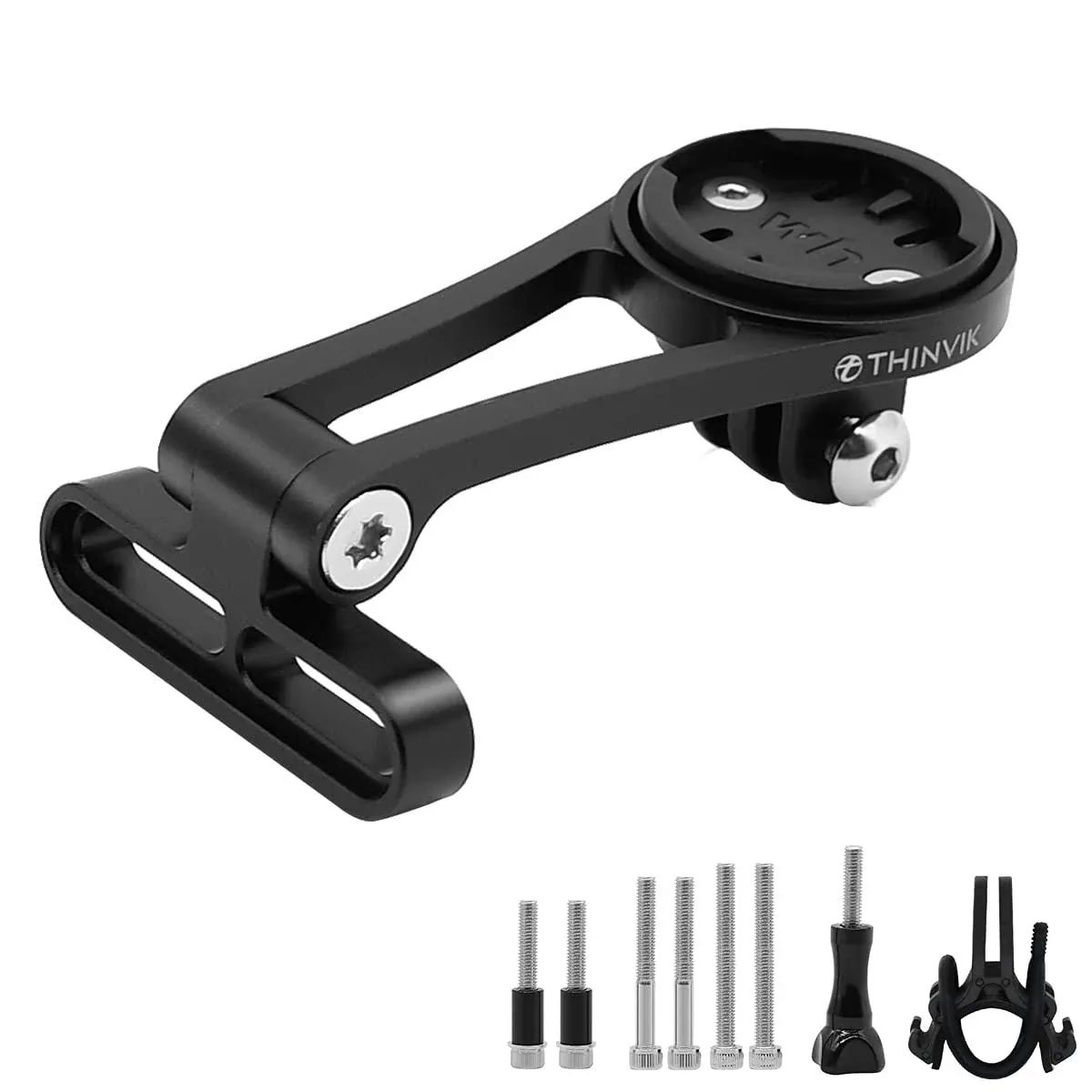 Thinvik Out-Front Extended Bike Computer Mount for Wahoo,Adjustable Angle Gopro Combo Mount for Wahoo Mini Wahoo Elemnt & Elemnt Bolt,Elemnt Roam GPS Bike Computer - CNC Aluminum Alloy