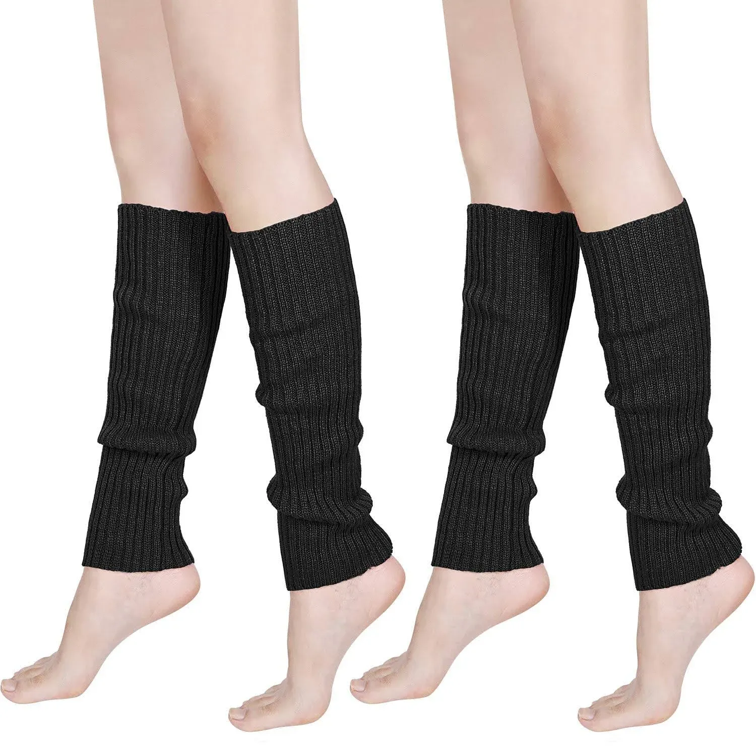 80s Women Knit Leg Warmers Ribbed Leg Warmers for Party Accessories Black 2