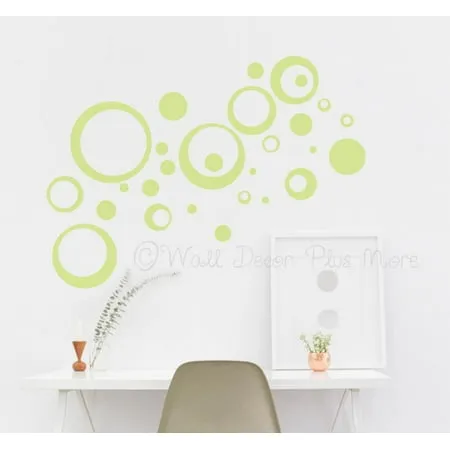 Wall Vinyl Sticker Decal Circles Rings Dots 25+pc 11in Large Home Decor Celadon Green