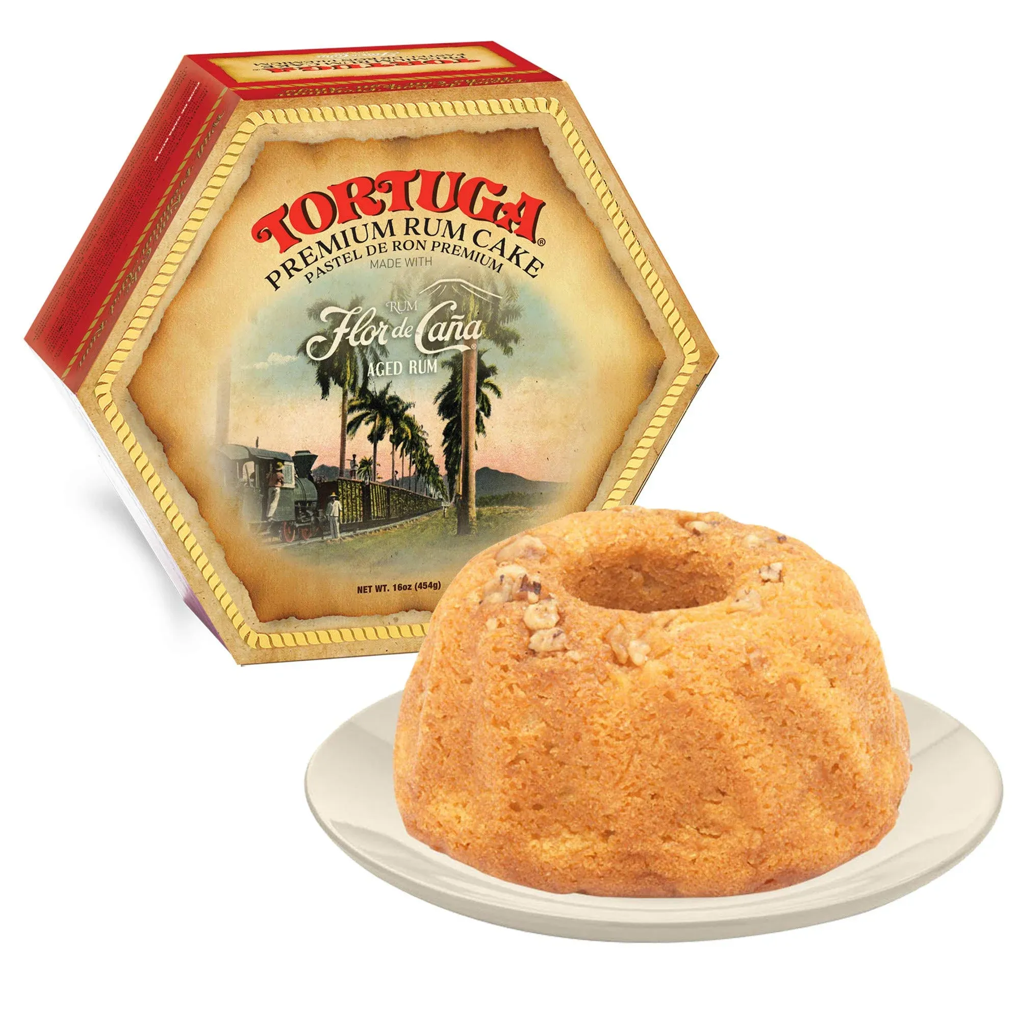 TORTUGA Caribbean Flor de Cana Rum Cake w/walnuts - 16 oz Caribbean Rum Cake - The Perfect Premium Gourmet Gift for Stocking Stuffers, Gift Baskets, and Christmas Gifts - Great Snack Cakes for Delivery