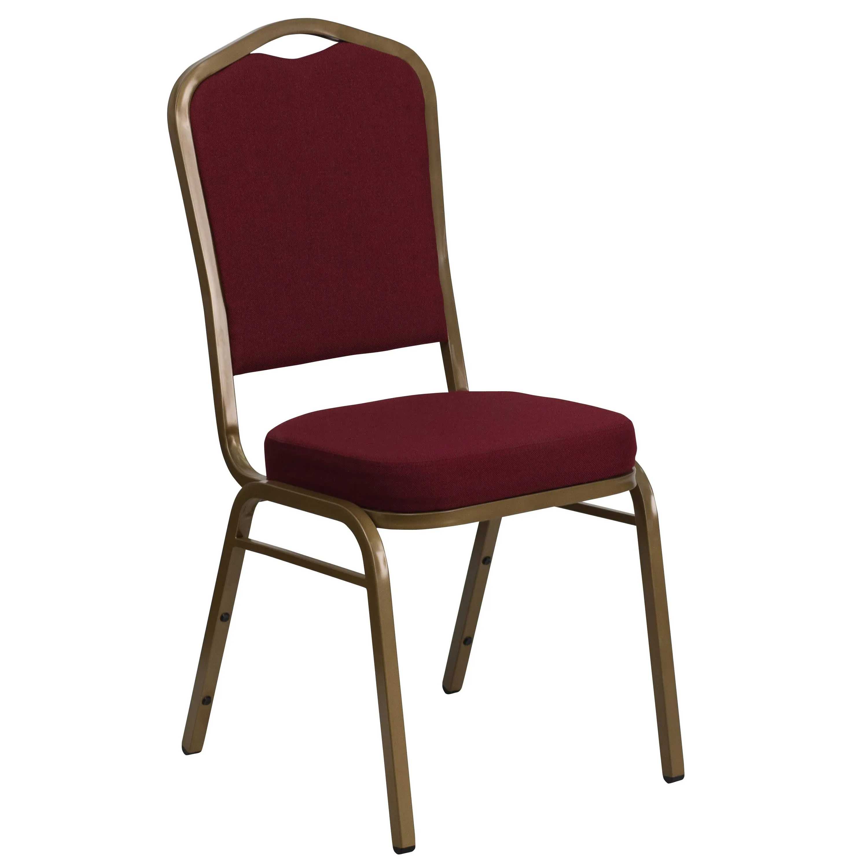 Flash Furniture HERCULES Series Crown Back Stacking Banquet Chair in Burgundy Patterned Fabric - Gold Frame