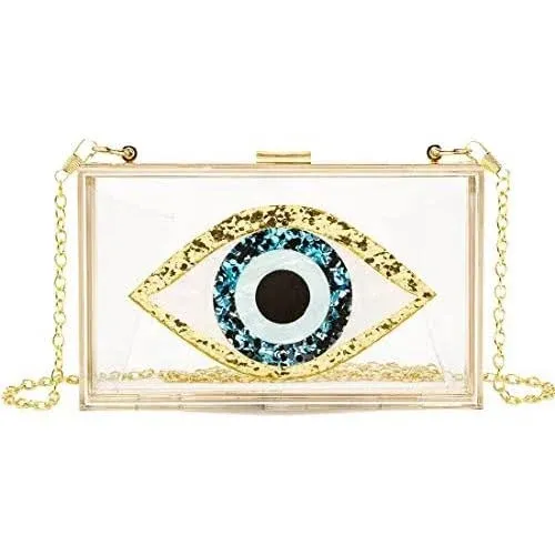 LETODE Clutch Purses for Women-Evil Eye Acrylic Clutch Glitter Purse Evening Bag