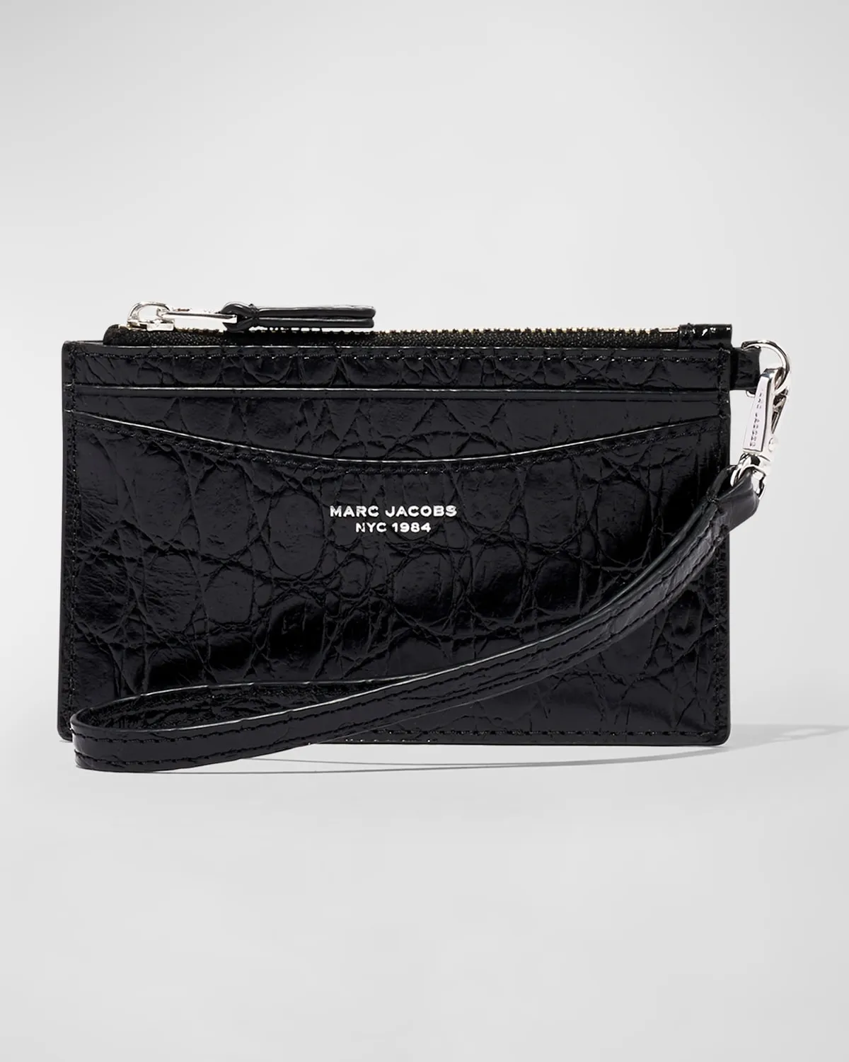 The Slim 84 Croc-Embossed Top Zip Wristlet