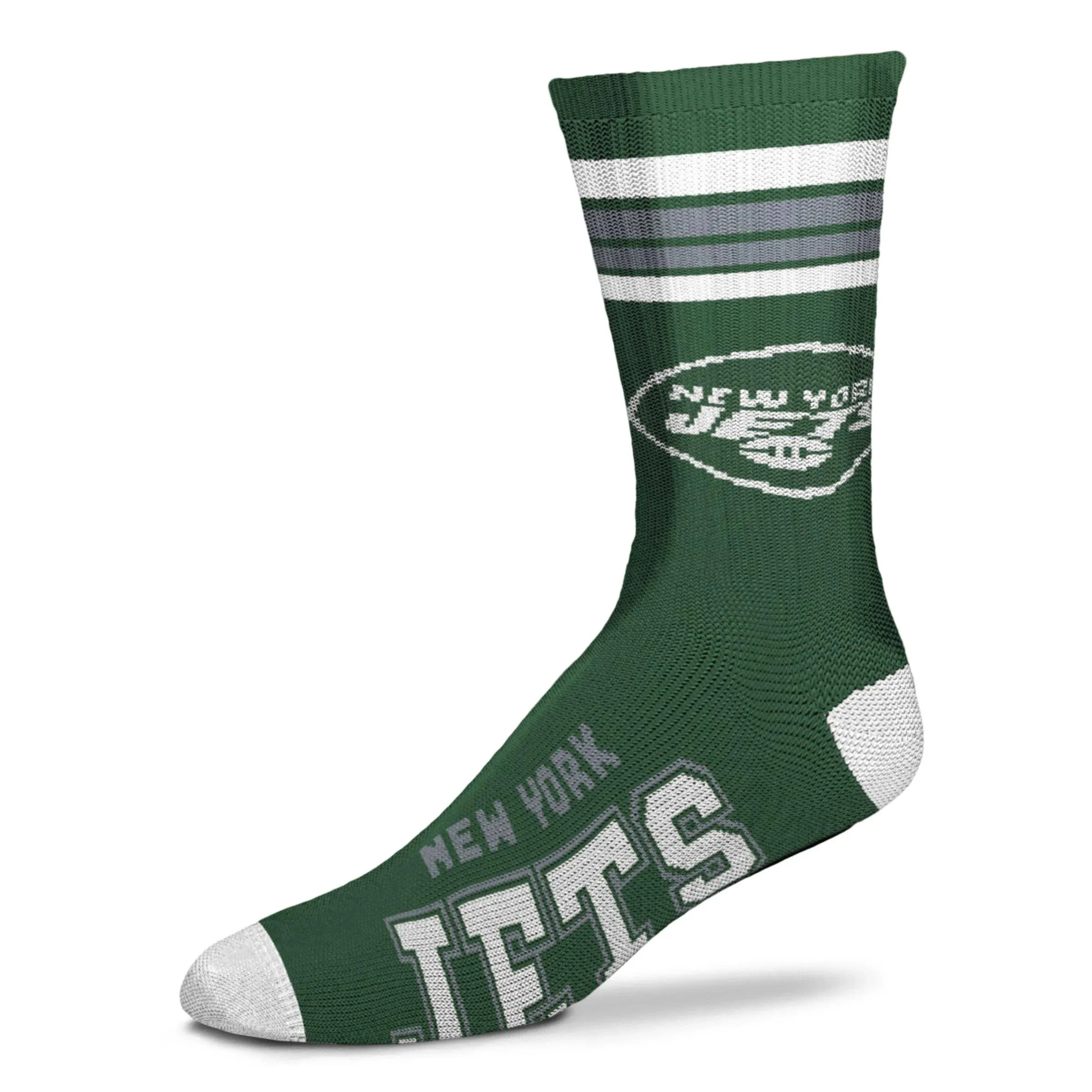 Bare Feet Men&#039;s NFL  new york jets 4-Stripe Deuce Performance Crew Socks 10-13