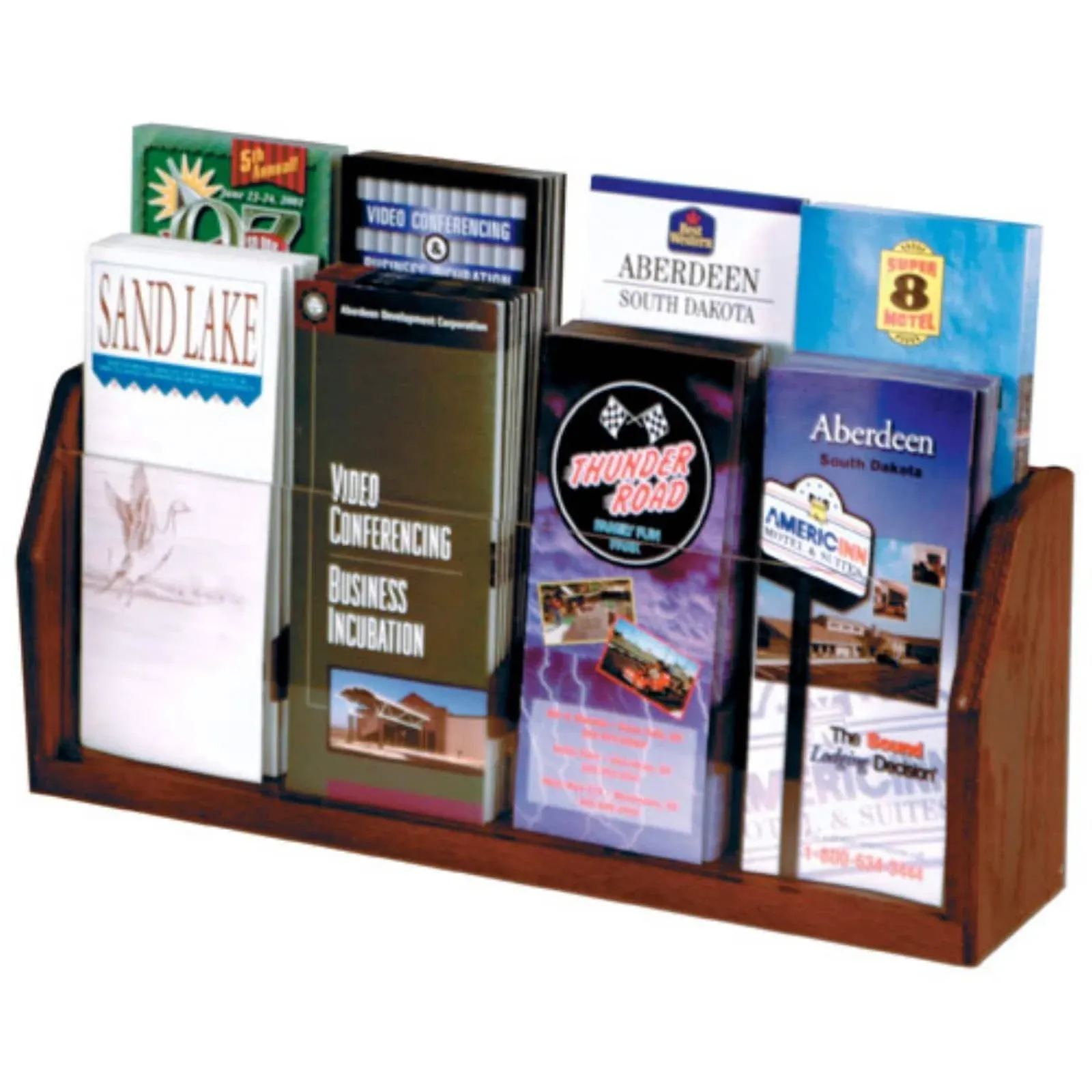 Wooden Mallet 8-Pocket Countertop Brochure Display, Mahogany