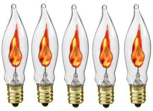 Creative Hobbies Box of 5 Flicker Flame Light Bulbs, E12 Candelabra Base, 3 Watt ...