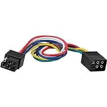 CURT 58034 Vehicle-Side and Trailer-Side 6-Pin Square Wiring Harness Connectors with 12-Inch Wires