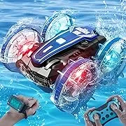 Amphibious Remote Control Car Toys[2023 Newest], 2.4 GHz Gesture RC, 4WD Car Remote Control Car with Waterproof Remote Control, All Terrain Remote Control Vehicle with LED Lights Water Beach Pool Toy