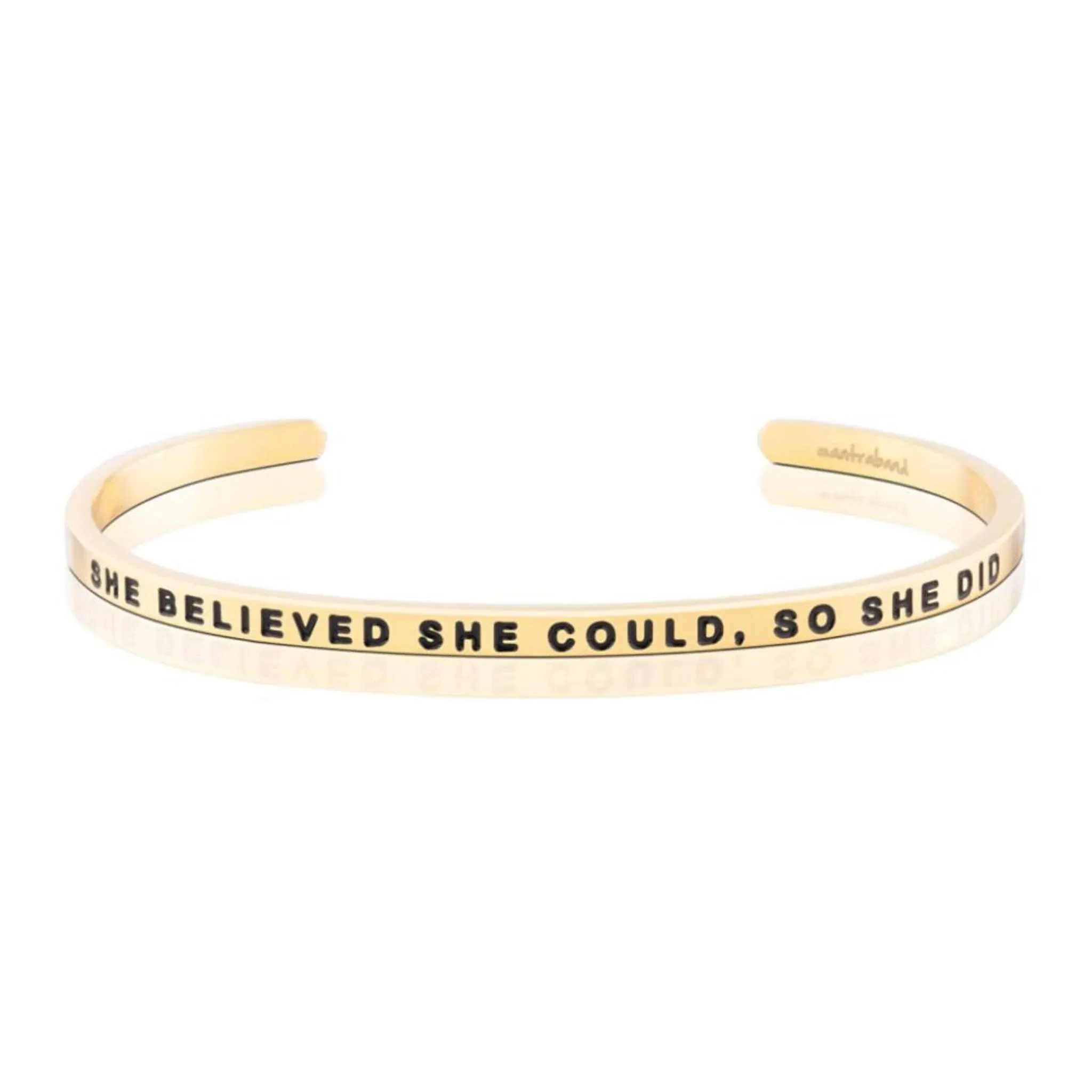 MantraBand Bracelets - Inspirational Engraved Adjustable Mantra Band Cuff Bracelet - Gold color - Gifts for Women