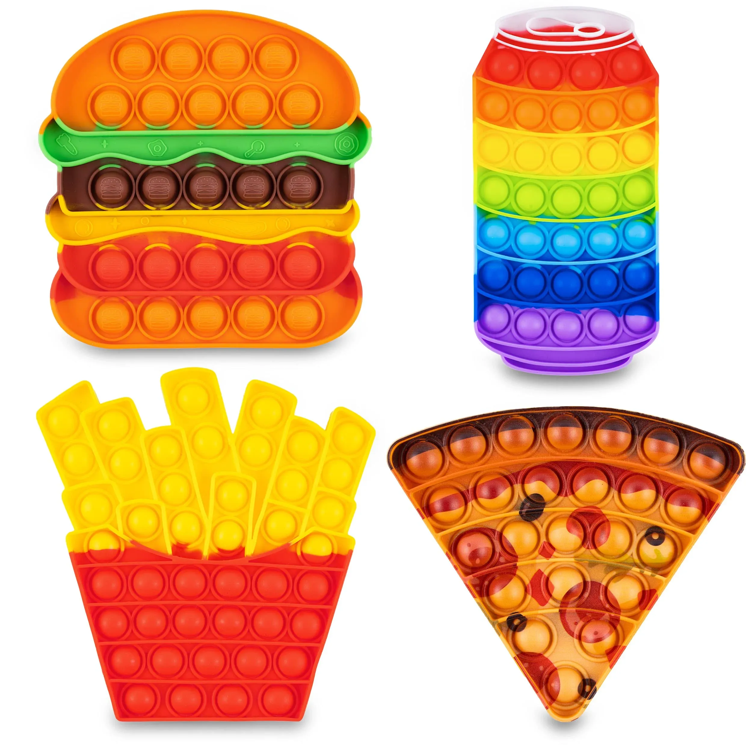 Ronton Pop Its Fidget Toys Pack 4 - Stress Relief Food Pop Its Poppers Fidget ...