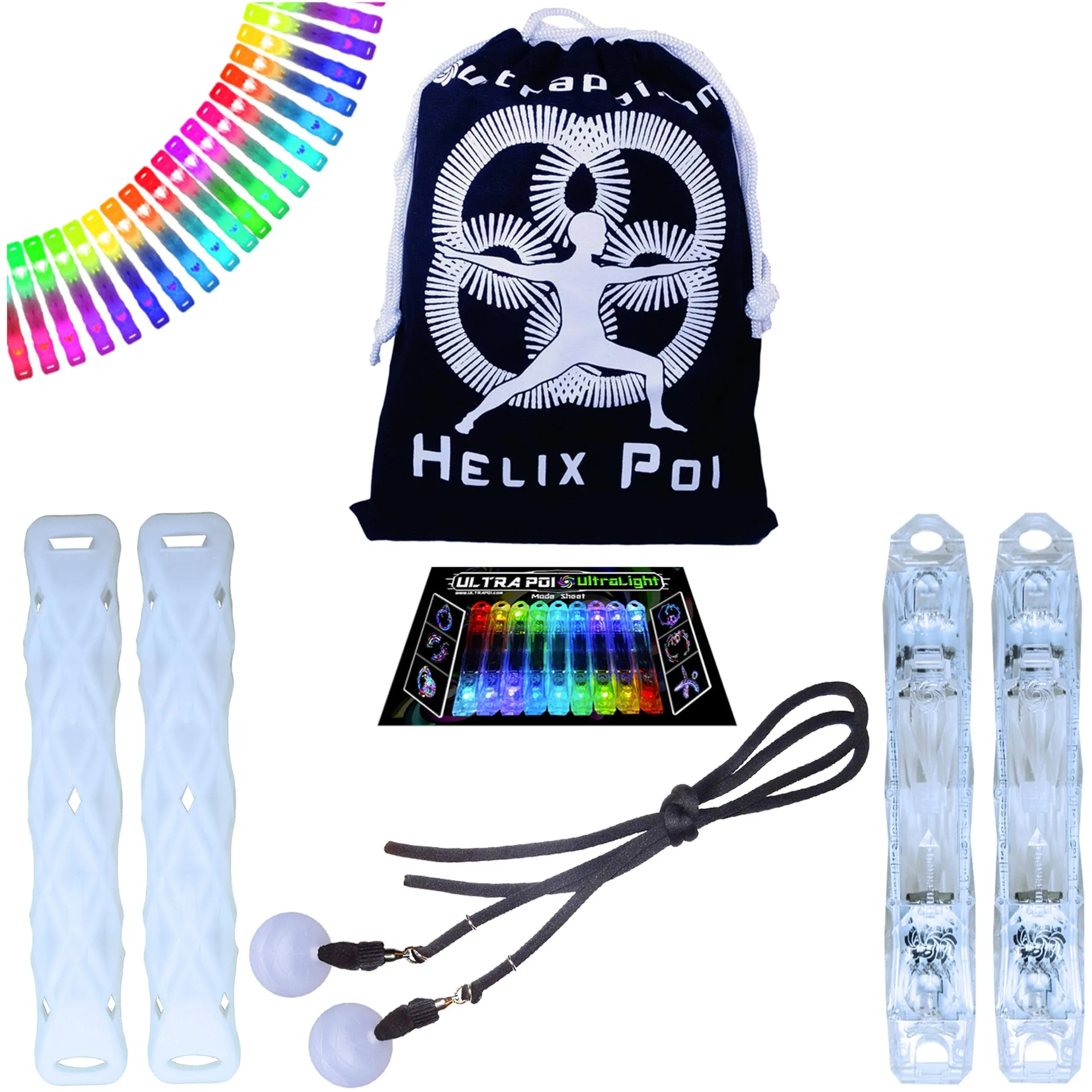 UltraPoi Helix Poi Set LED Poi for Raves and Concerts LED Glow Sick