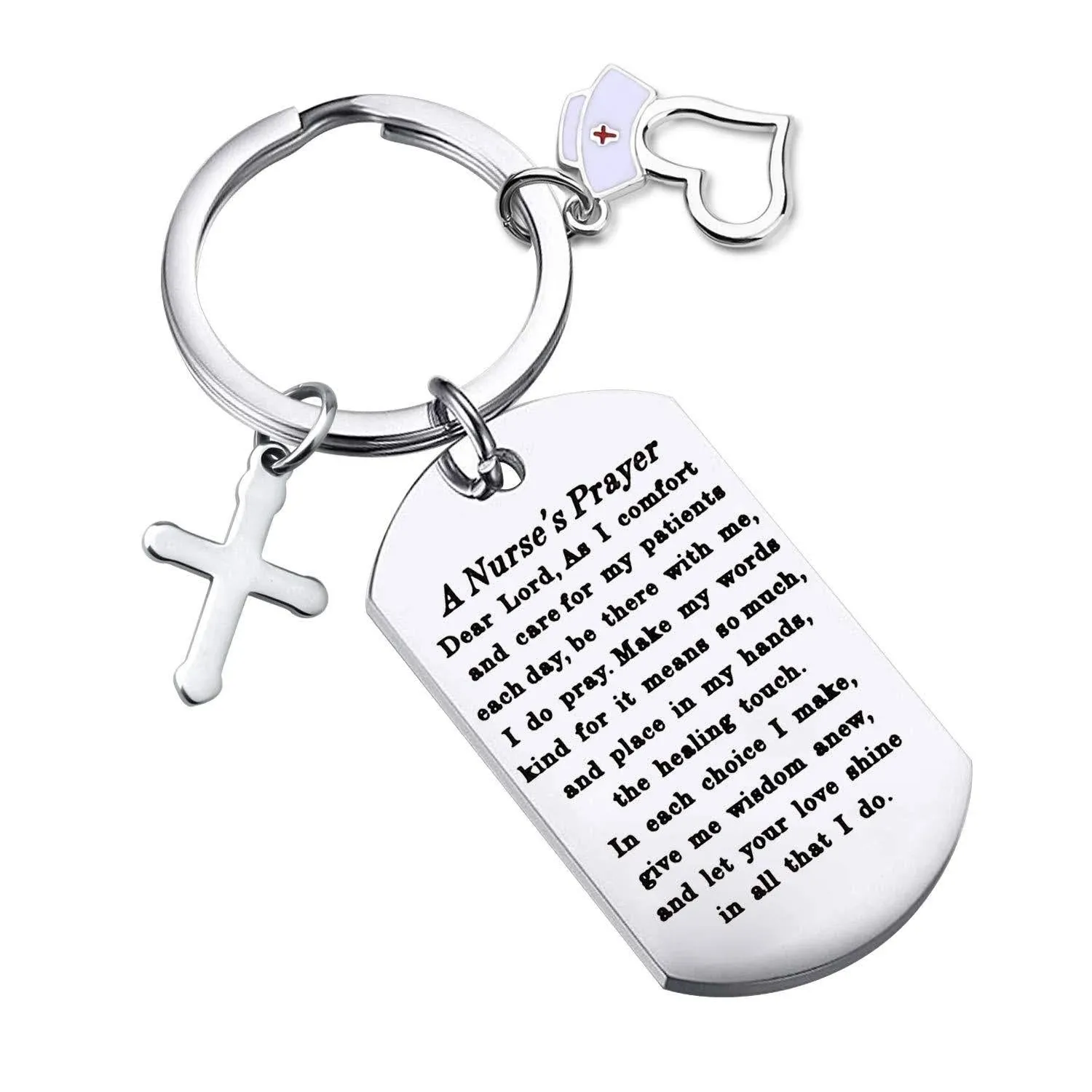 WSNANG Nurse&#039;s Prayer Dog Tag Keychain Nurse Gift Nurse Graduation Gift Nursi...