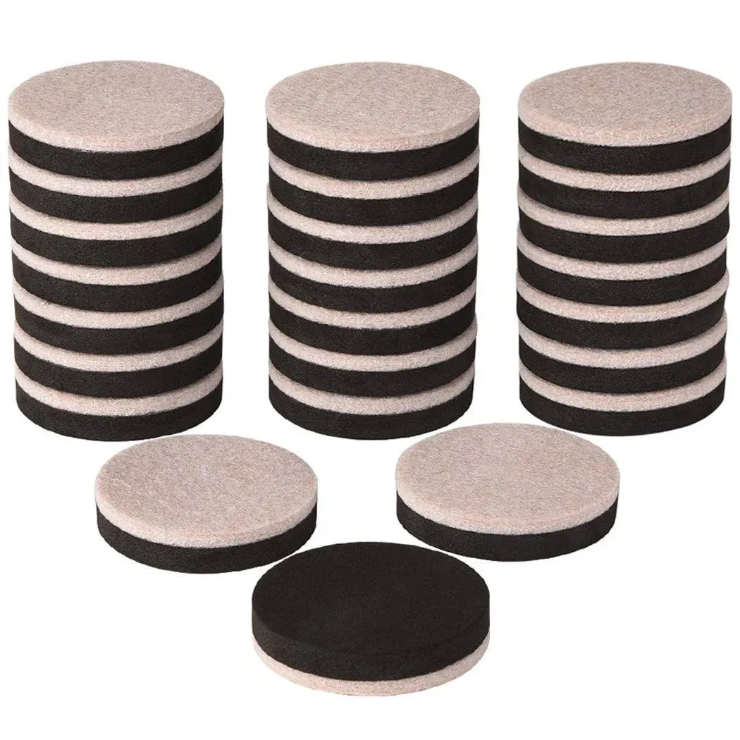 24 Pieces Furniture Sliders 2 inch Round Felt Furniture Slider Reusable Heavy Duty Furniture