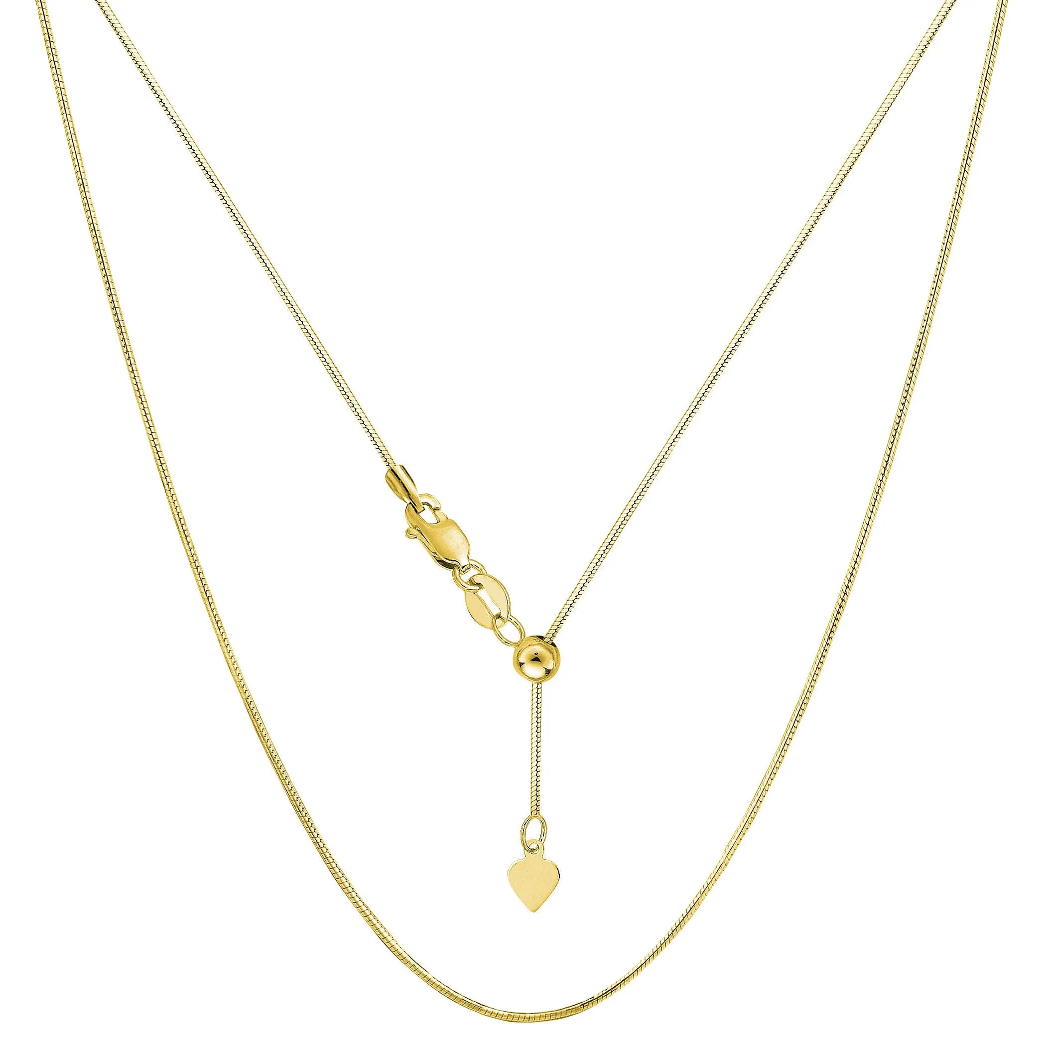 14K Yellow Gold Adjustable Octagonal Snake Chain, Width 0.85mm, Lenght 22 Inch