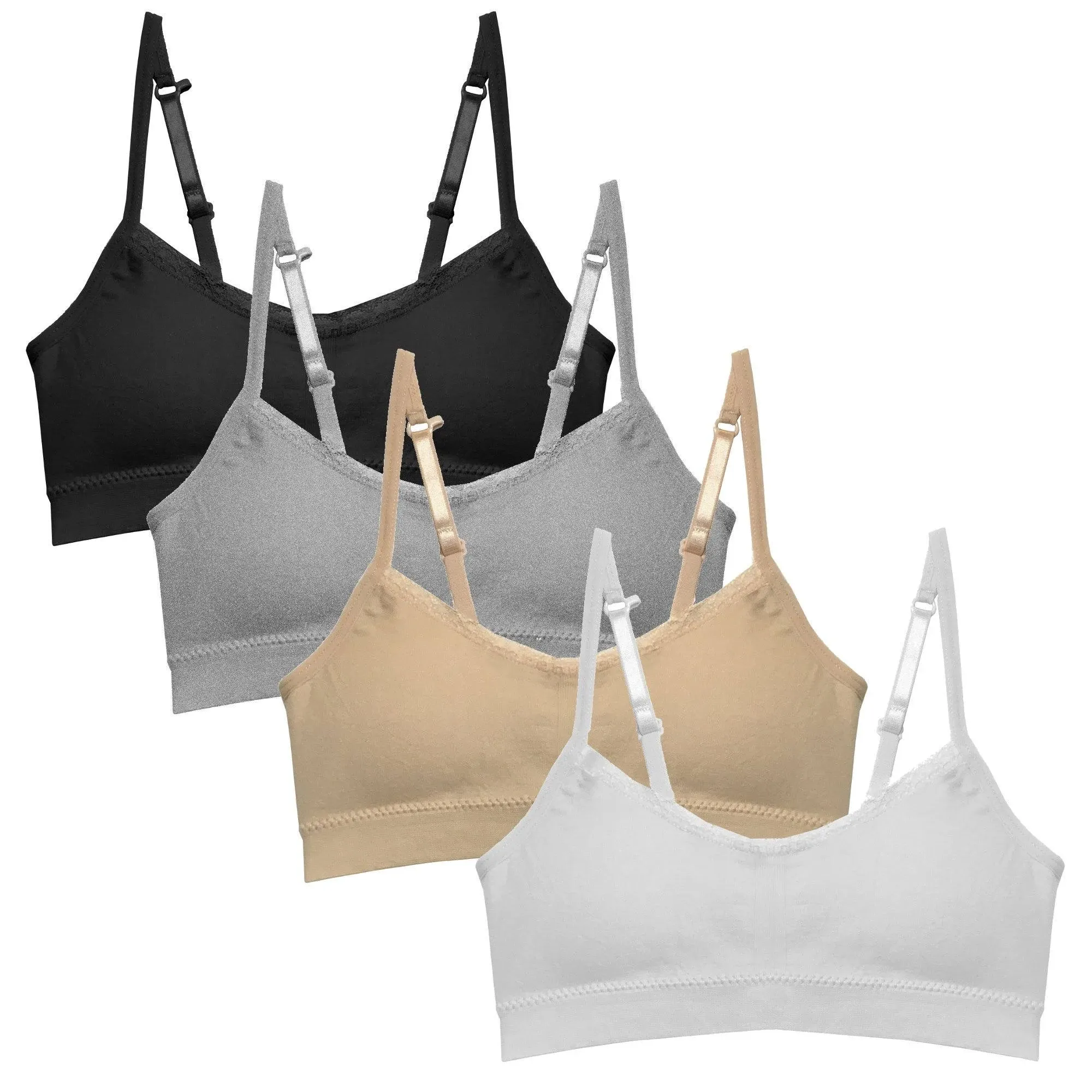 Cyndeelee Girls 7-16 Sabrina Lace Padded Training Bra, 4-Pack