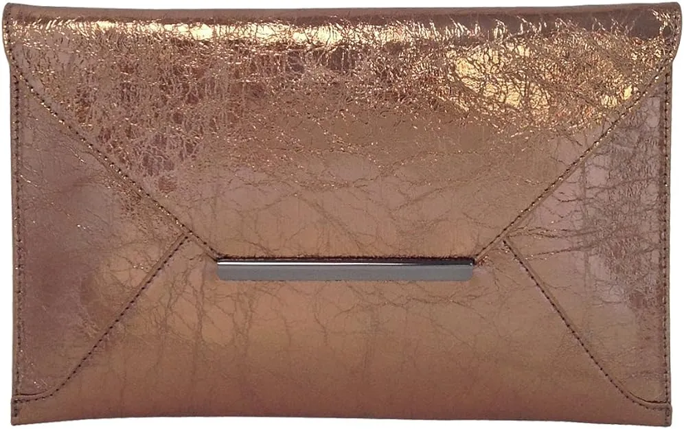 JNB Crushed Metallic Envelope Clutch