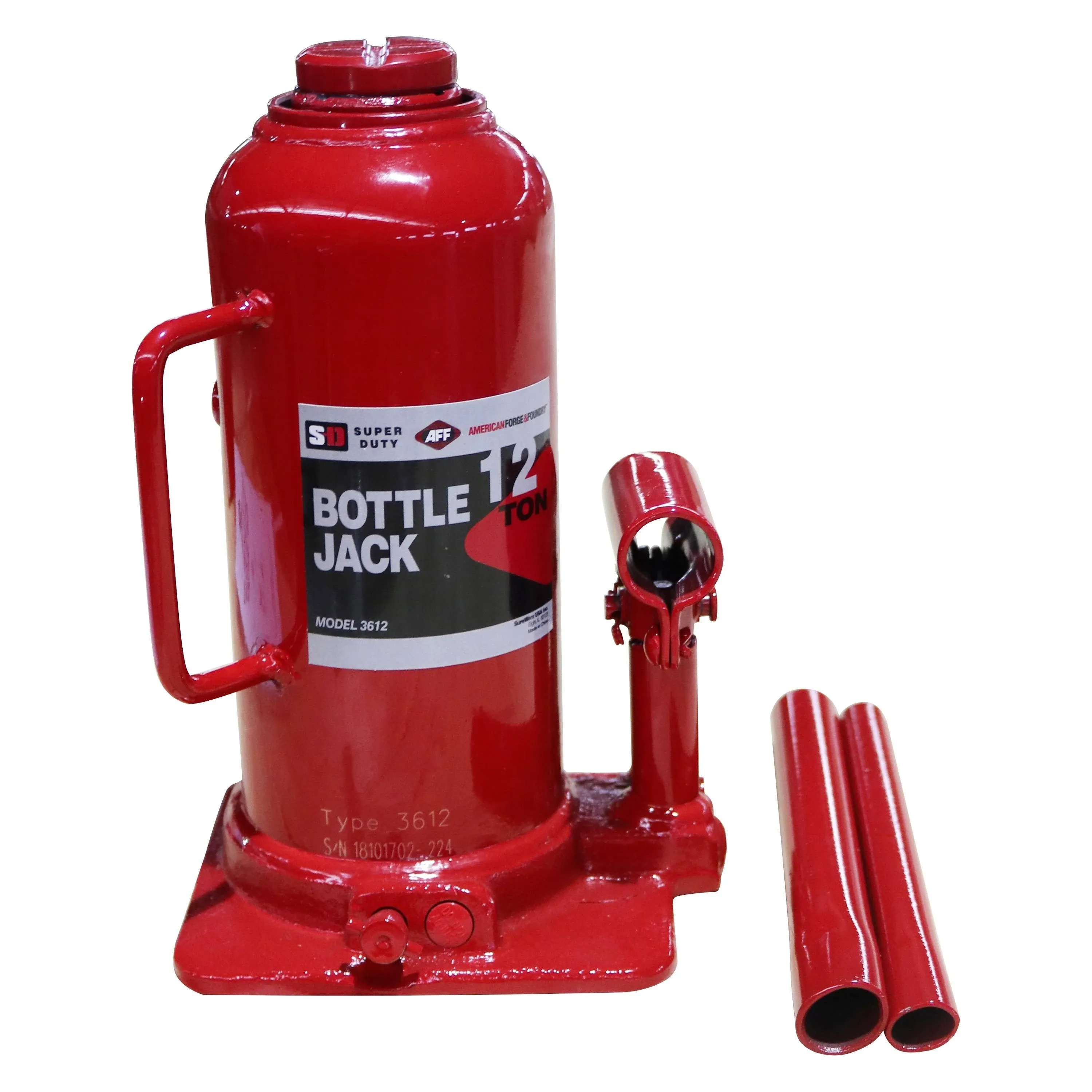 Super Duty 12 Ton Low Profile Hydraulic Bottle Jack, Manual, Welded Cylinder,...